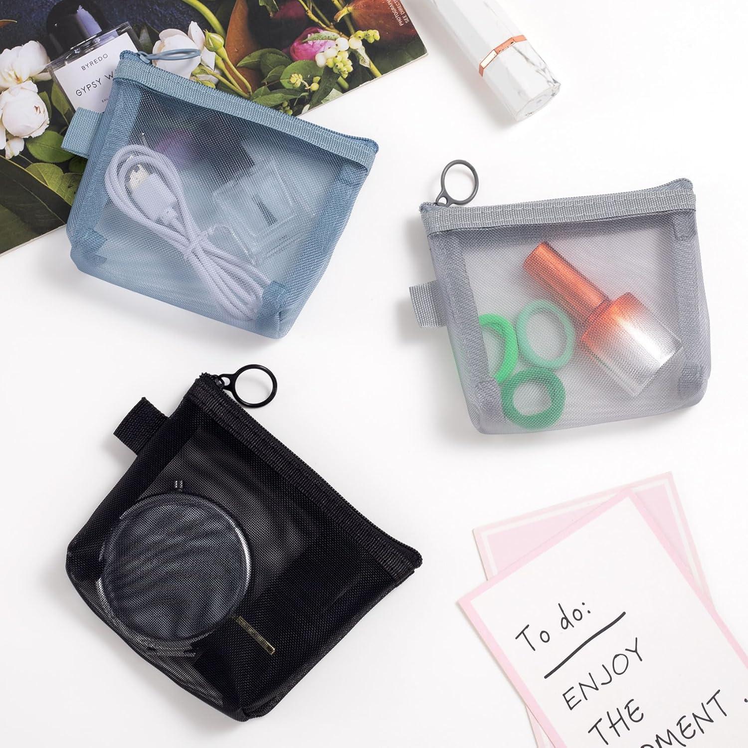 3 Mini Bolsas de Maquillaje BEIQIYA con Cremallera - Nylon