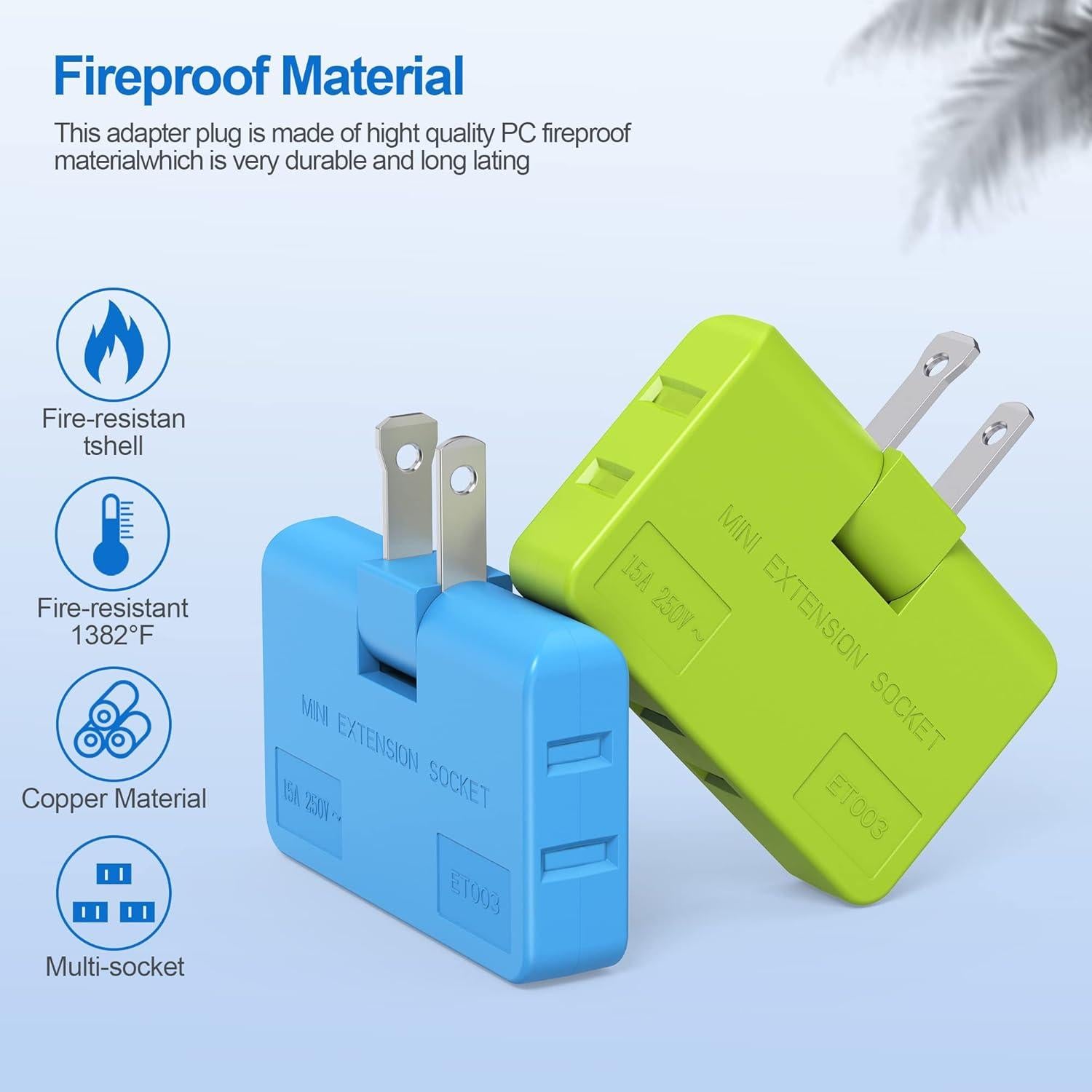 Extensor de Enchufe Giratorio ETwinCoo 3 Vías 2500W 6 Colores