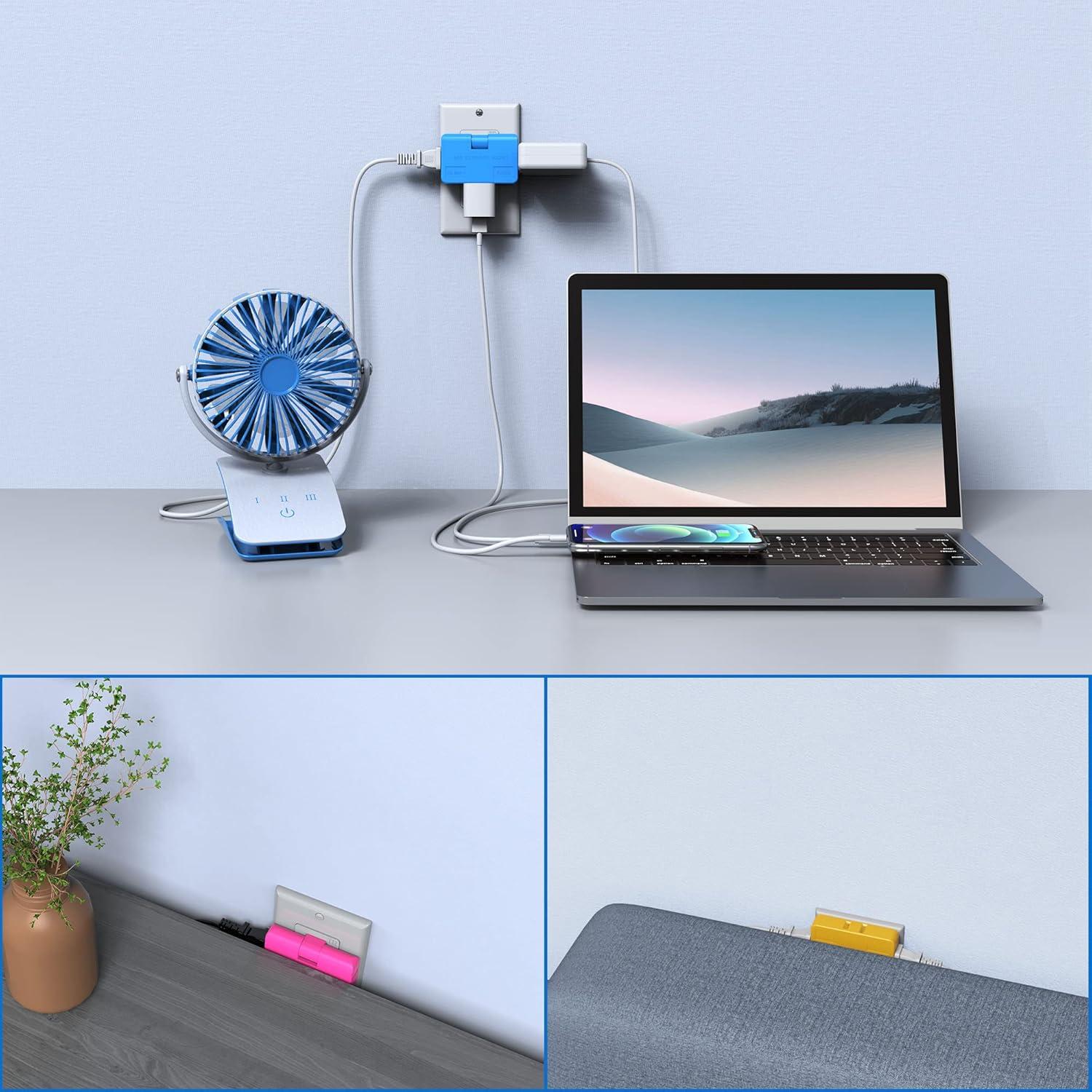 Extensor de Enchufe Giratorio ETwinCoo 3 Vías 2500W 6 Colores