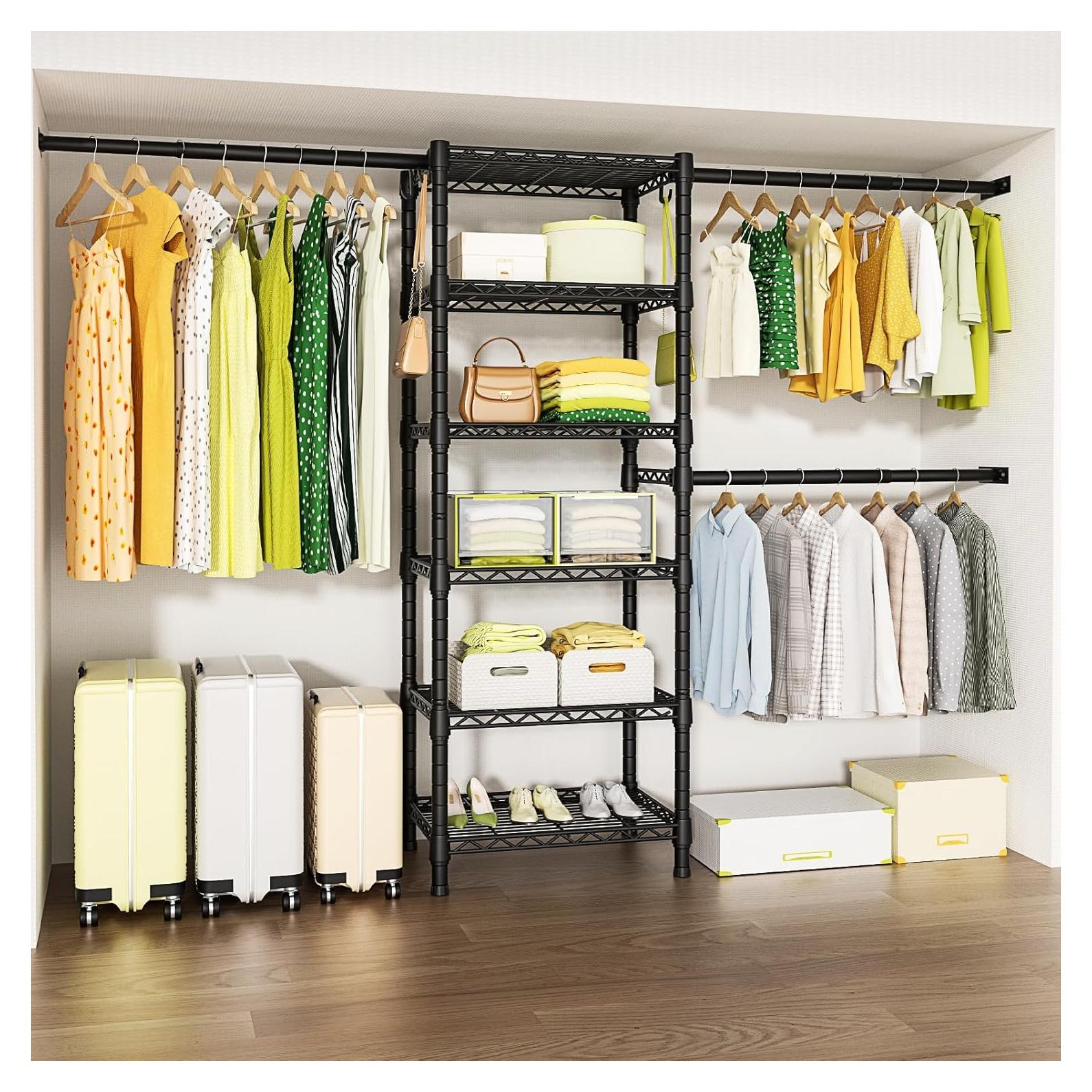 Soporte de Ropa Ulif M5 Montado en Pared 6 Estantes Negro