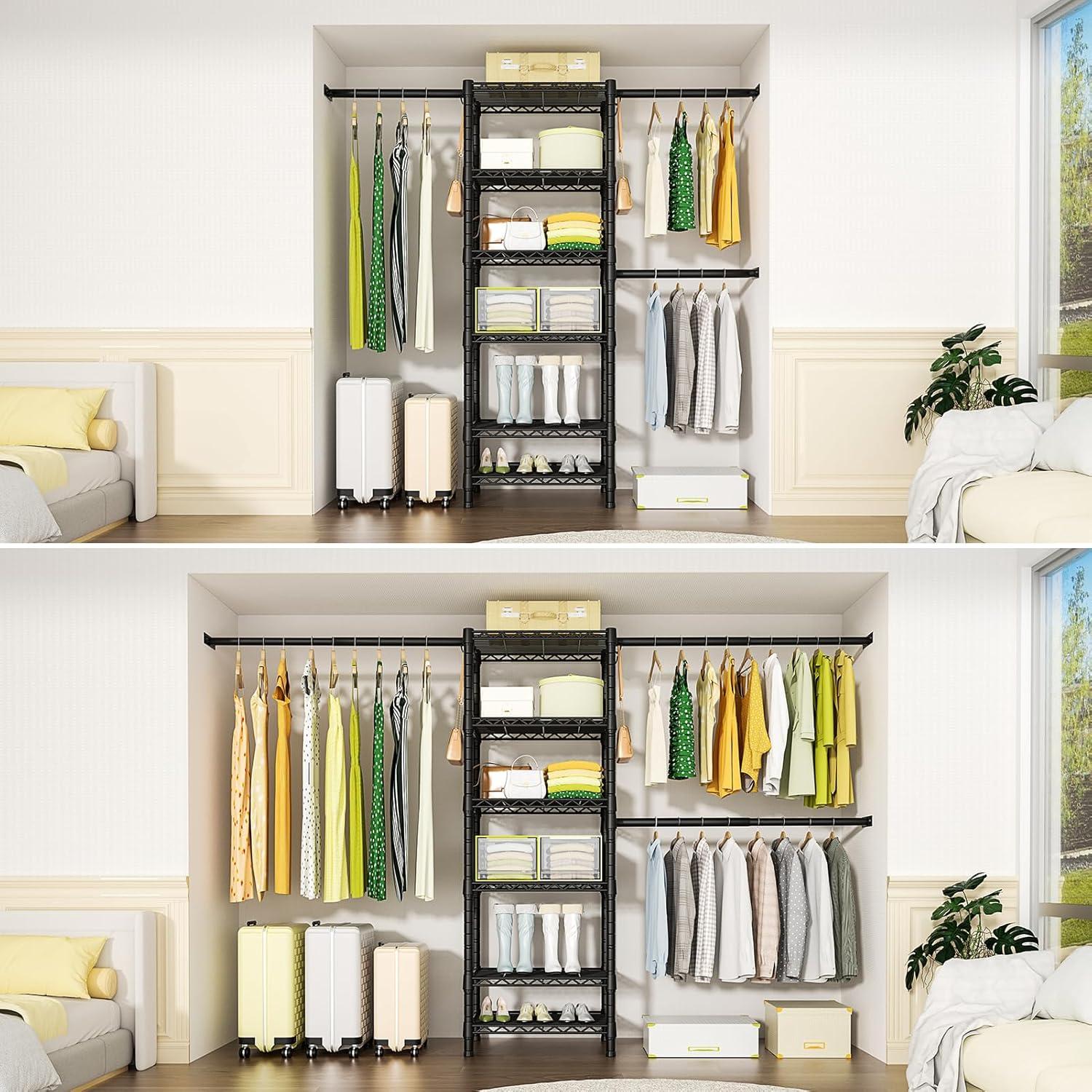 Soporte de Ropa Ulif M5 Montado en Pared 6 Estantes Negro