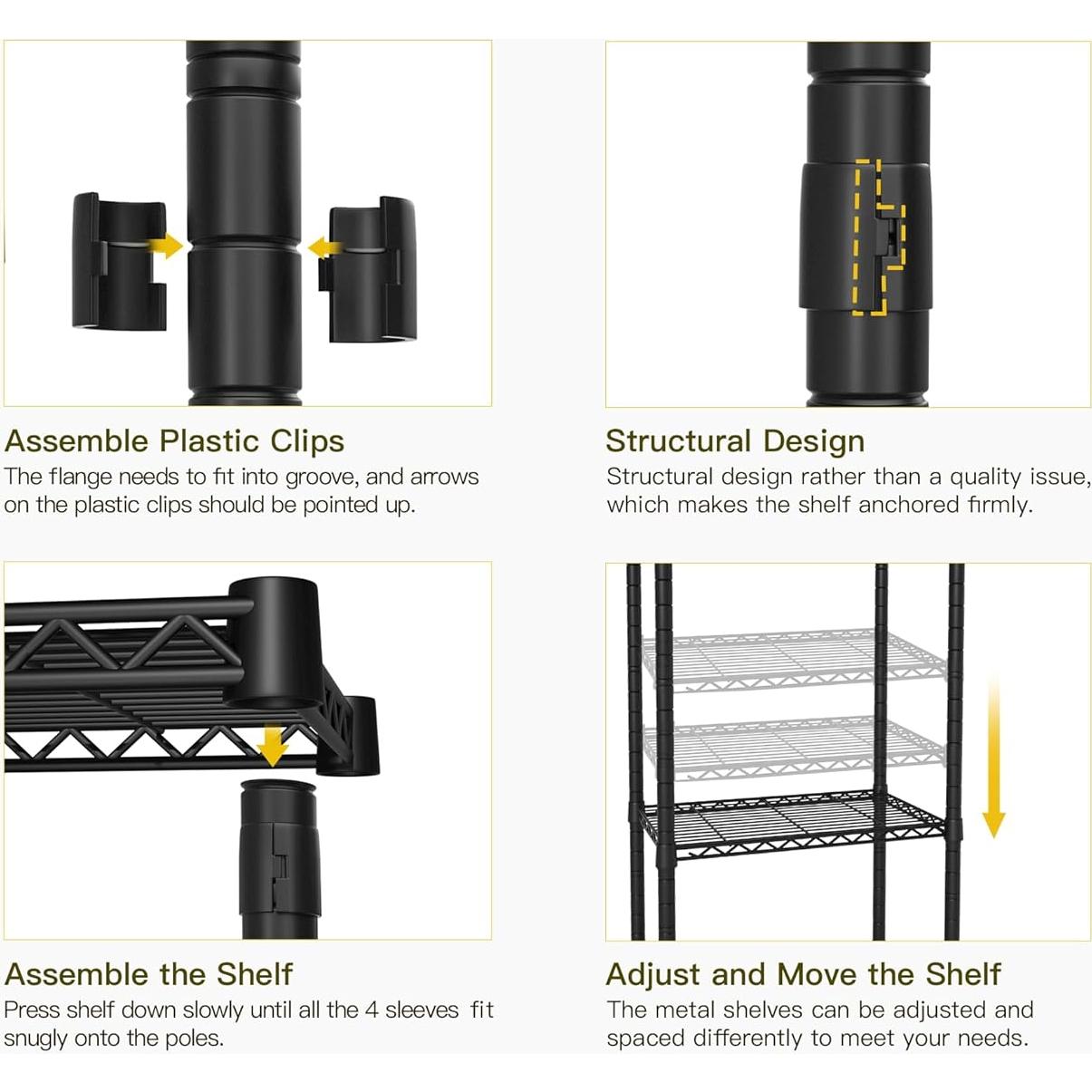 Soporte de Ropa Ulif M5 Montado en Pared 6 Estantes Negro