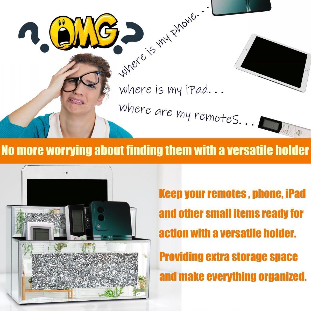 Soporte de Control Remoto Espejado GOTHICO 4 Compartimentos 23.1x15.5 cm