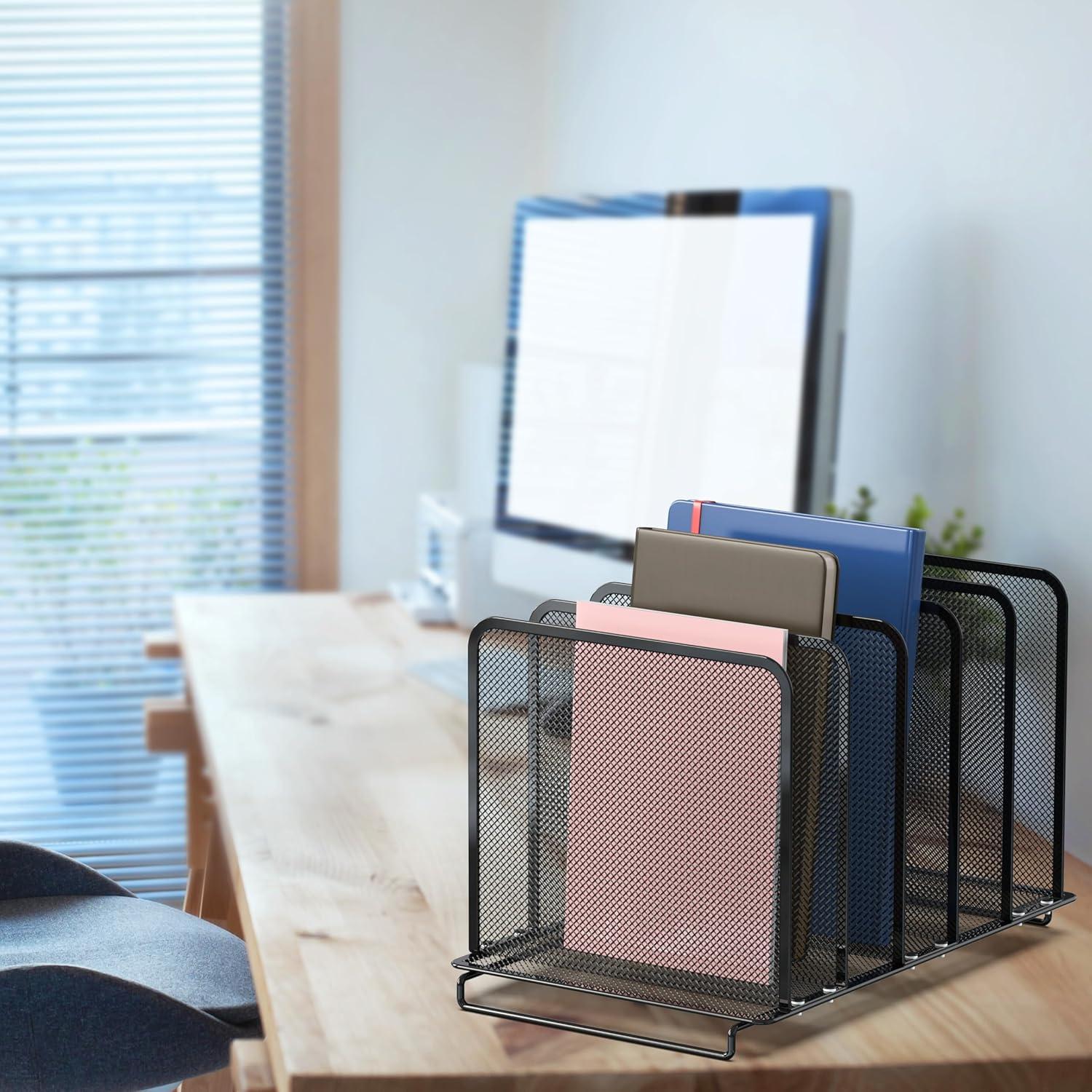 Organizador de Archivos Vertical Expandible Simple Houseware 5 Secciones Negro