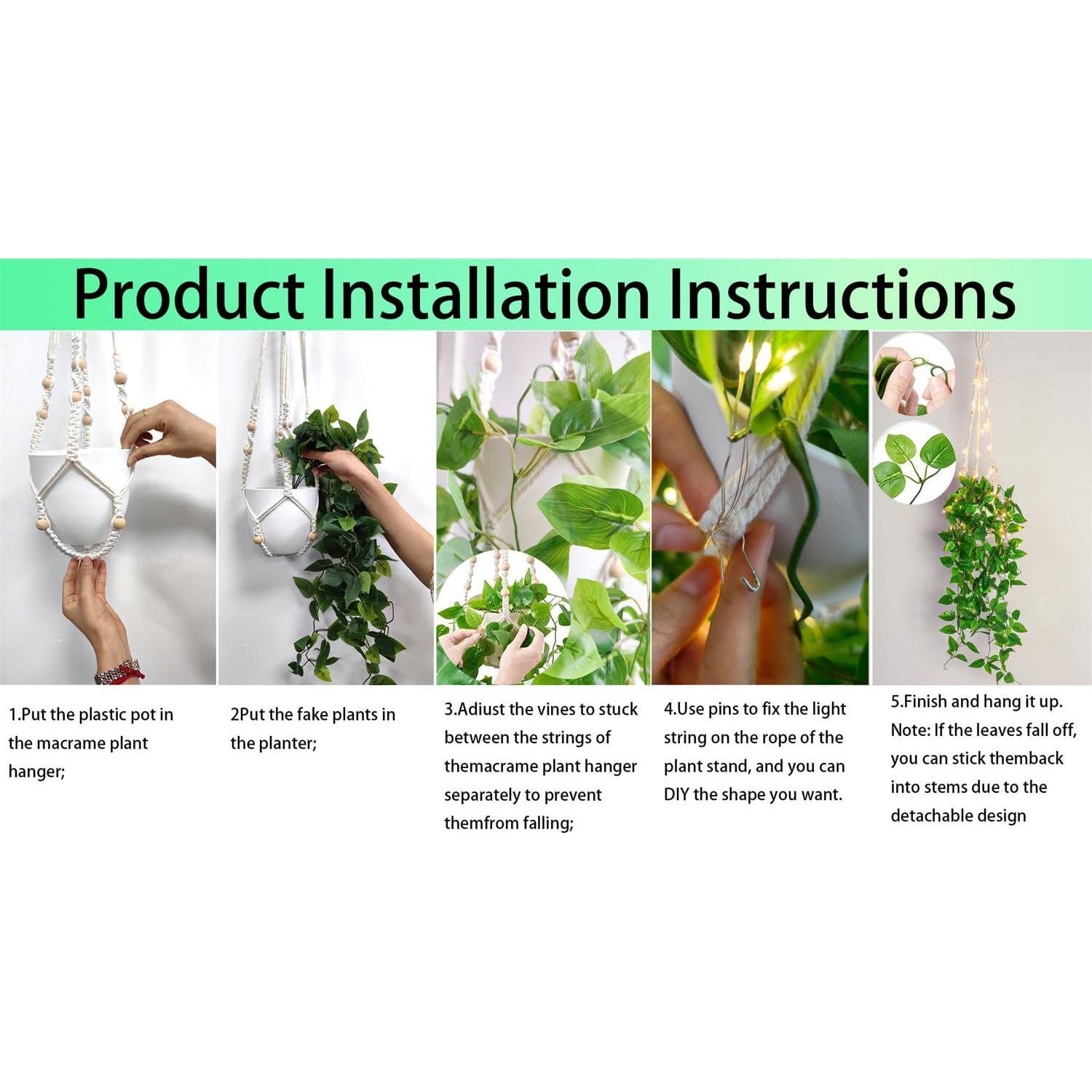 Soporte de Macetas Colgante Comtelek 2 Pack con Luces LED