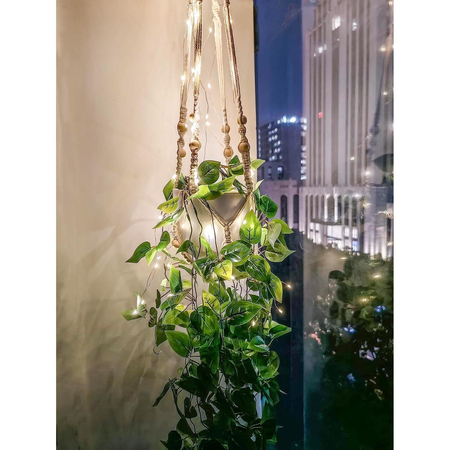 Soporte de Macetas Colgante Comtelek 2 Pack con Luces LED