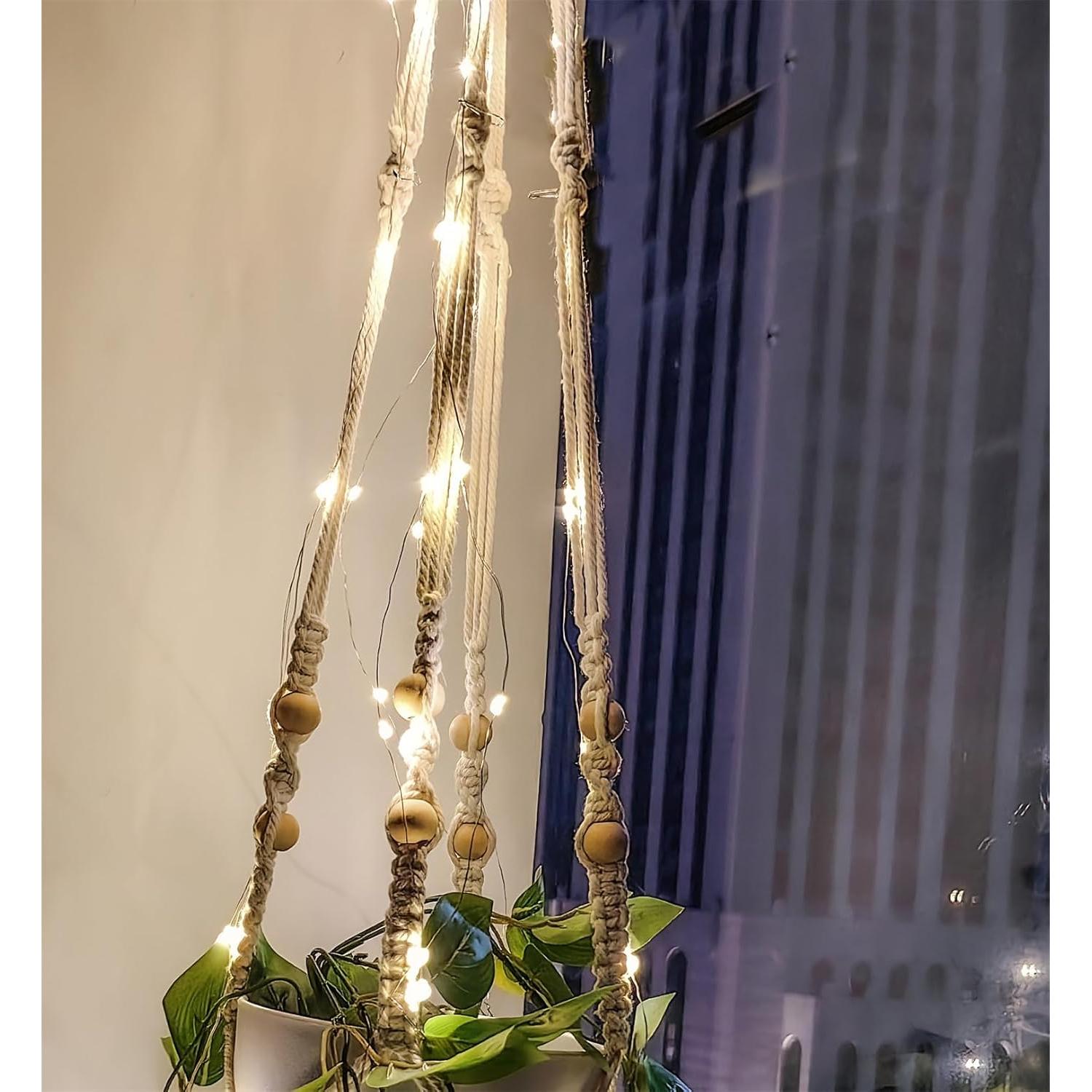 Soporte de Macetas Colgante Comtelek 2 Pack con Luces LED