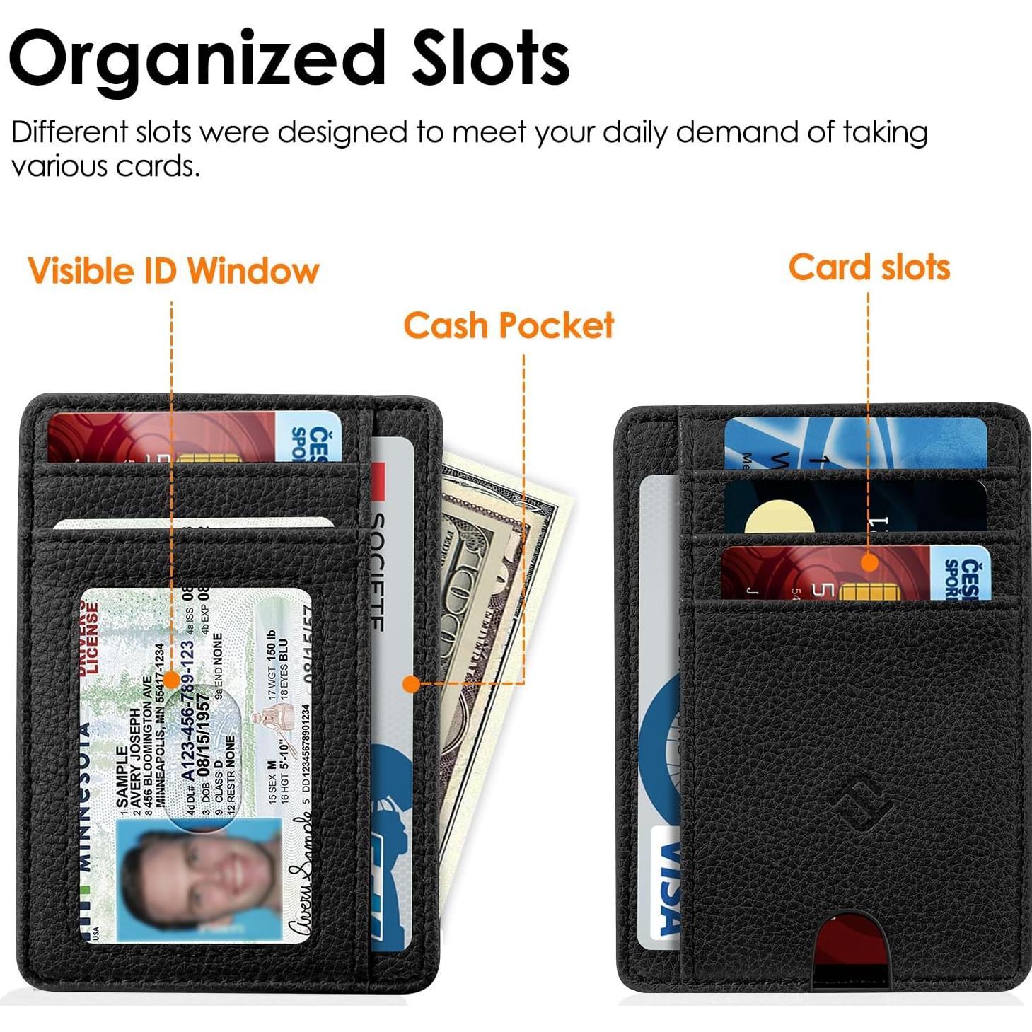 Billetera delgada Fintie con bloqueo RFID para tarjetas - Negro