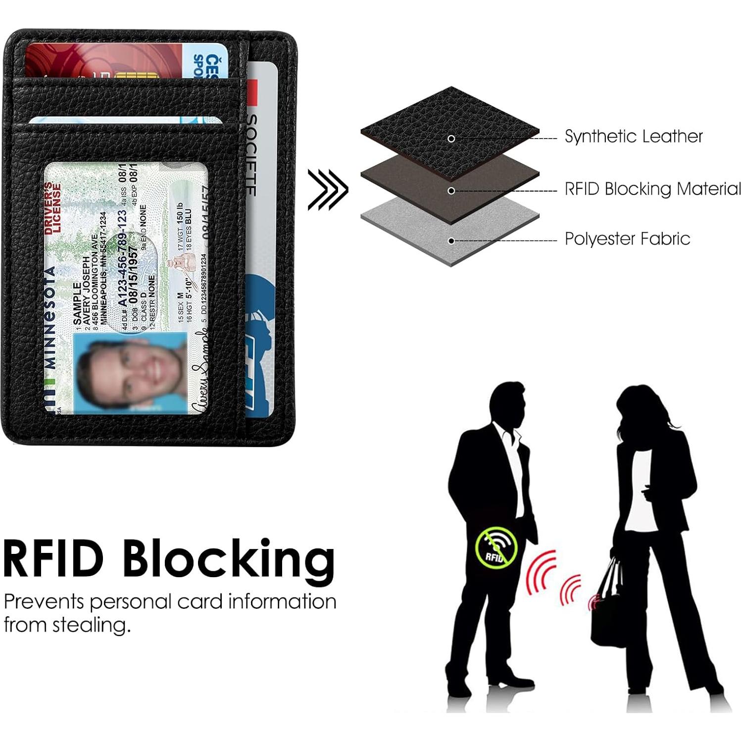 Billetera delgada Fintie con bloqueo RFID para tarjetas - Negro
