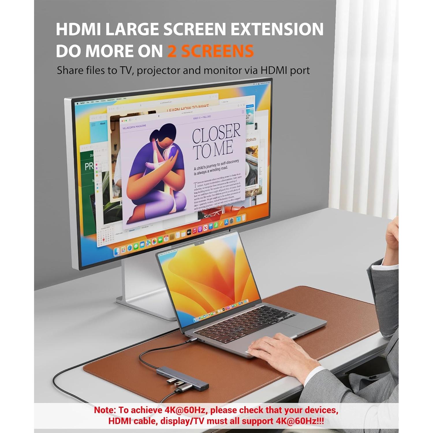 Hub USB C 6 en 1 Aceele con HDMI 4K y 100W de carga