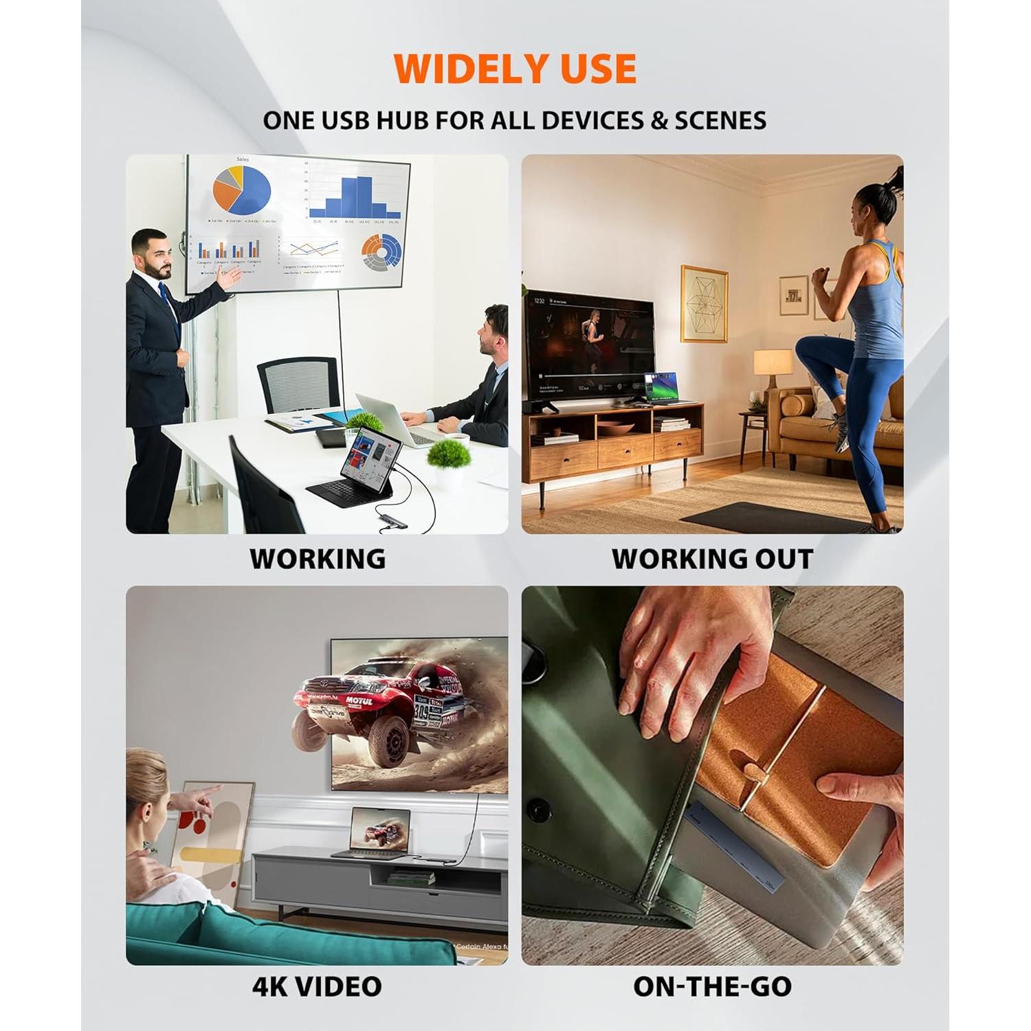 Hub USB C 6 en 1 Aceele con HDMI 4K y 100W de carga