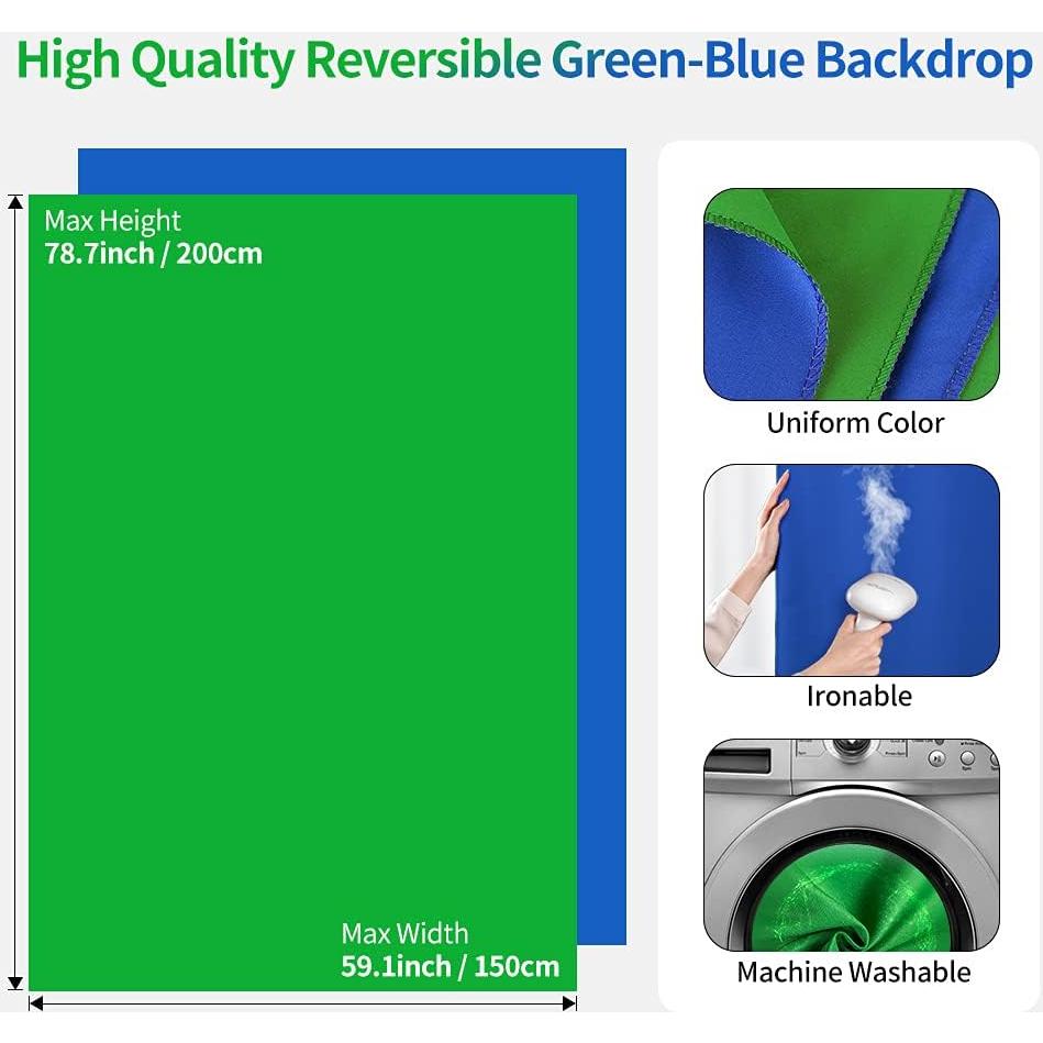 Kit de Fondo de Pantalla Verde Azul HEMMOTOP 2-en-1 150x200 cm