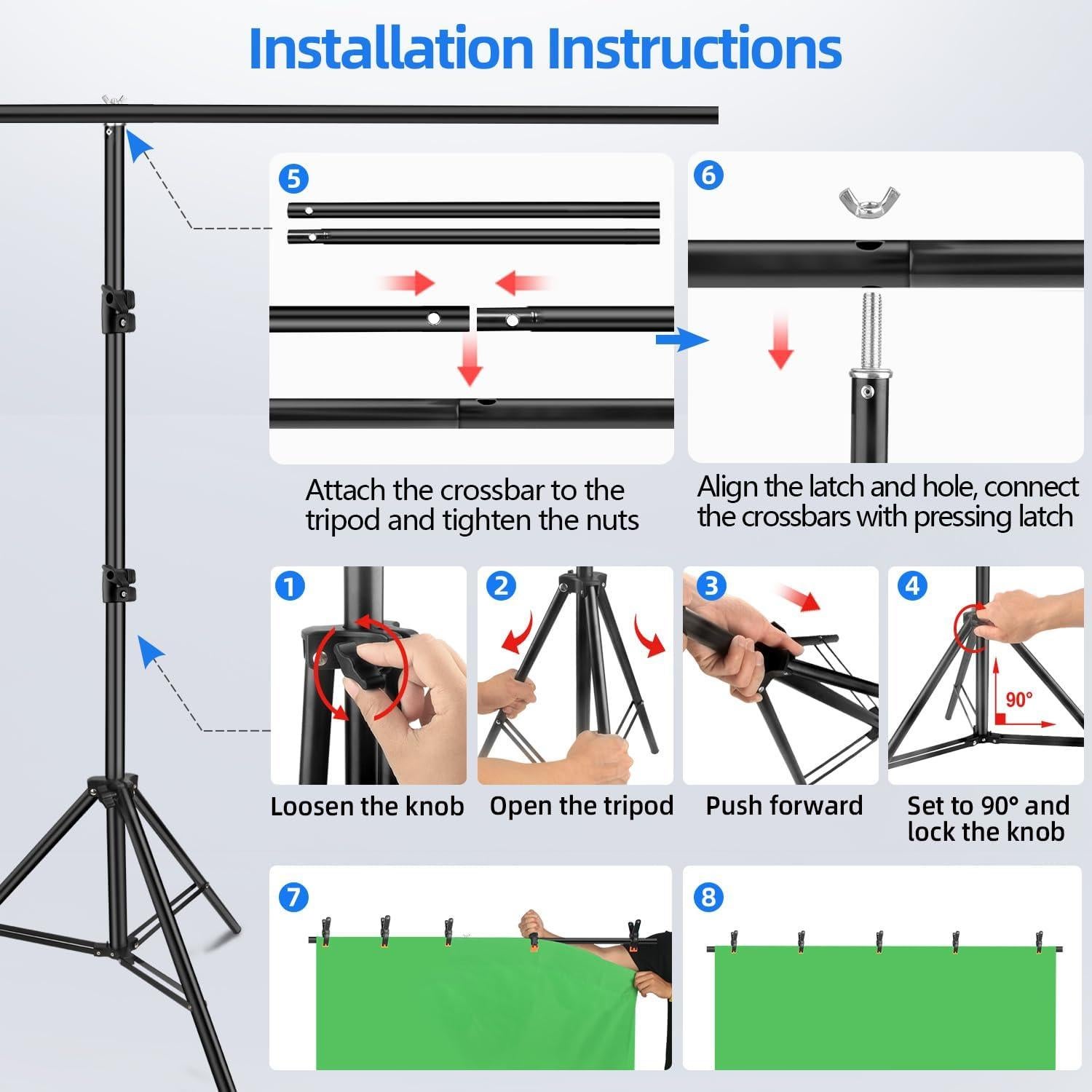 Kit de Fondo de Pantalla Verde Azul HEMMOTOP 2-en-1 150x200 cm