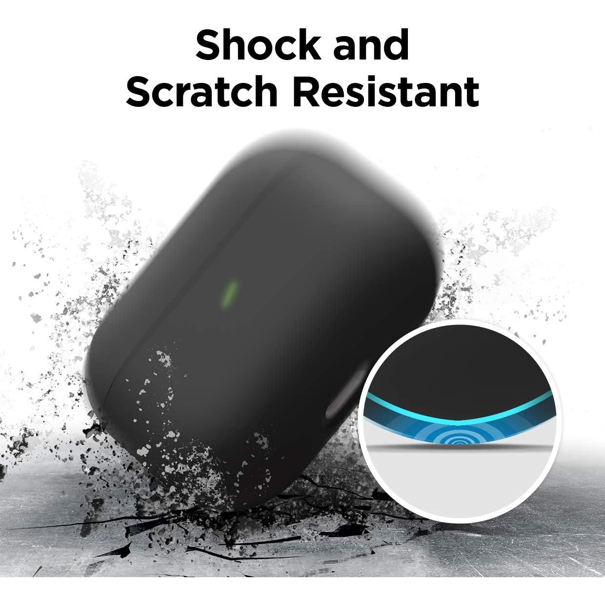 Funda de Silicona elago para AirPods Pro - Protección Triple Capa, Carga Inalámbrica, Negro Mate