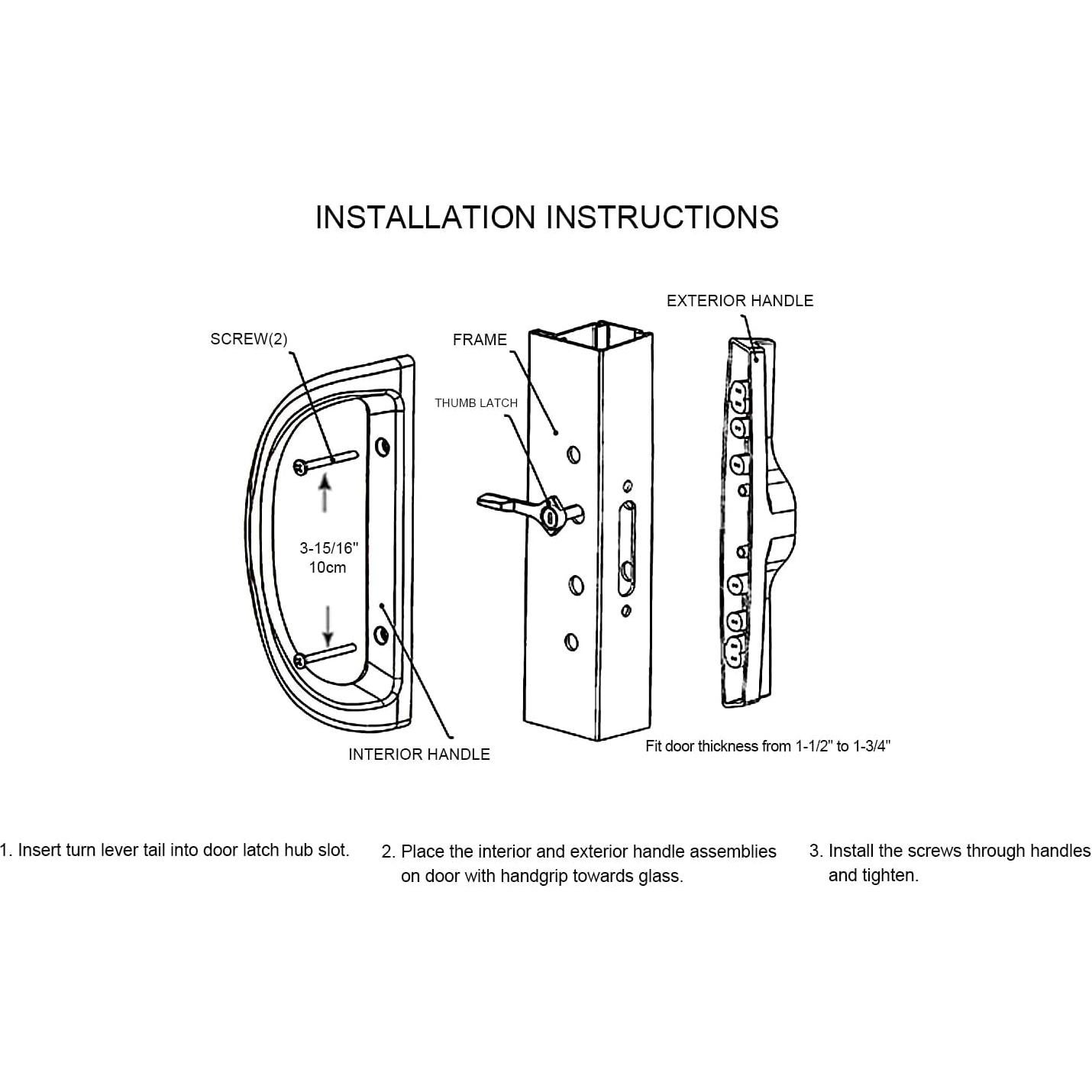 Juego de Manijas para Puerta Corrediza ALLYWASAI Negro 3.81-4.45 cm