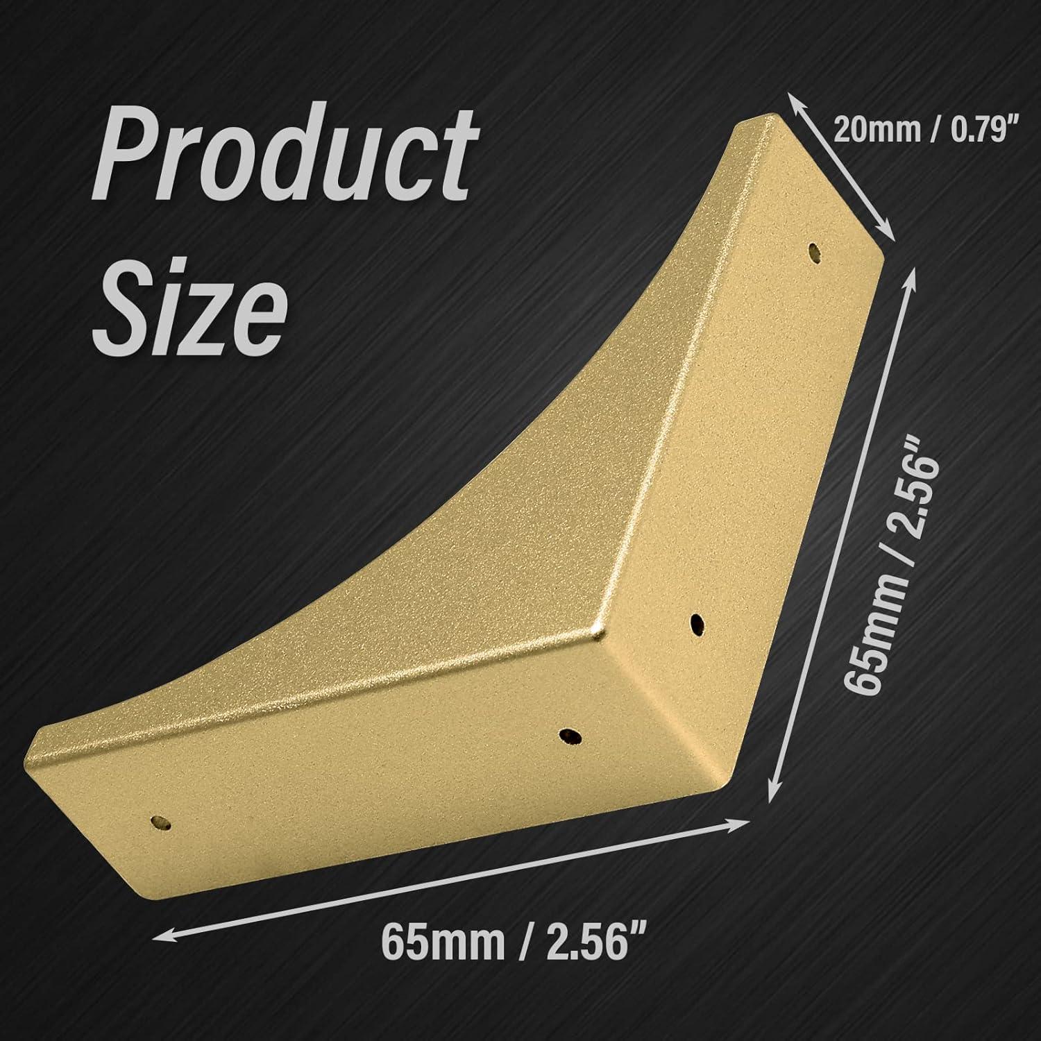 BokWin Protectores de Esquinas de Zinc Dorados 4 Pcs 65mm