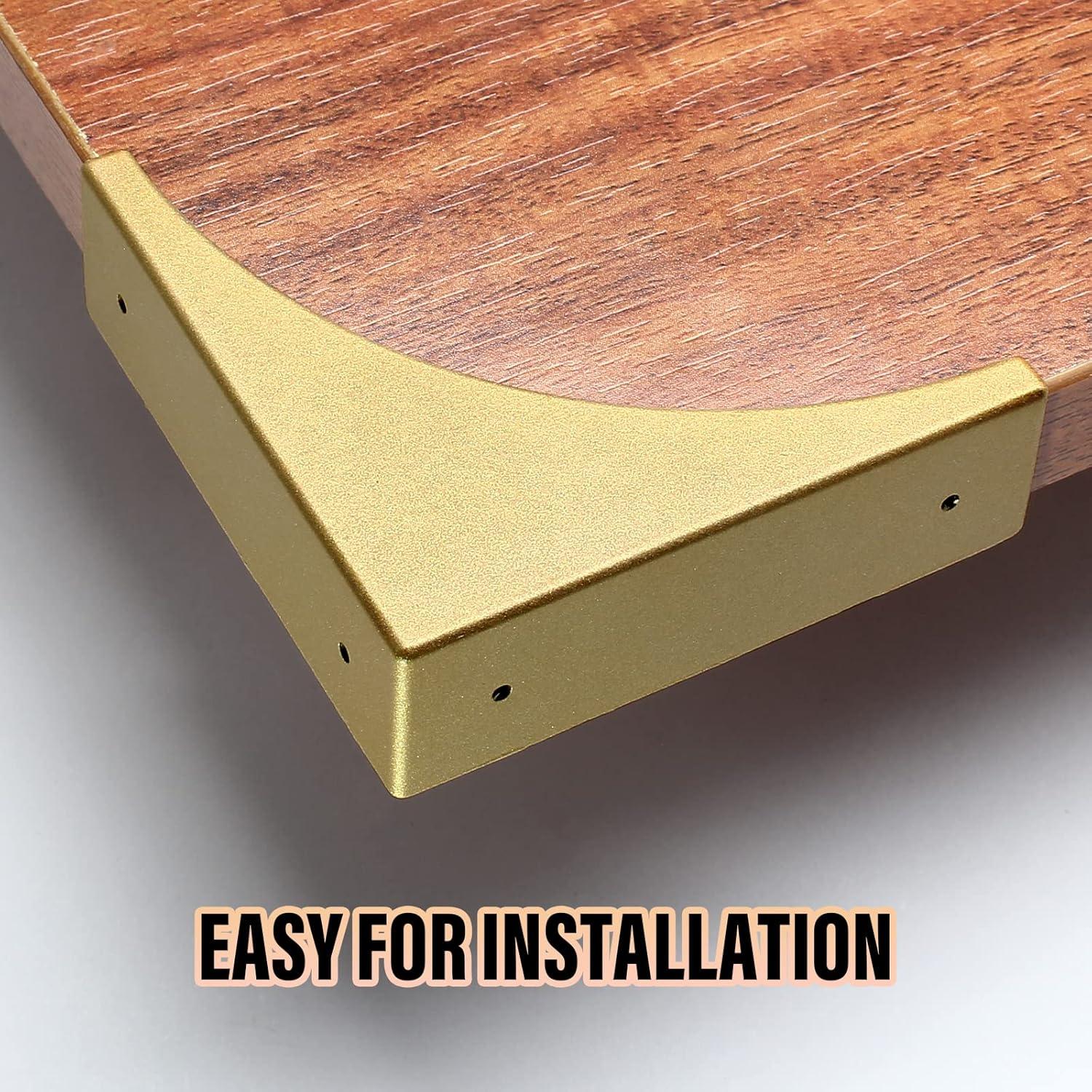 BokWin Protectores de Esquinas de Zinc Dorados 4 Pcs 65mm