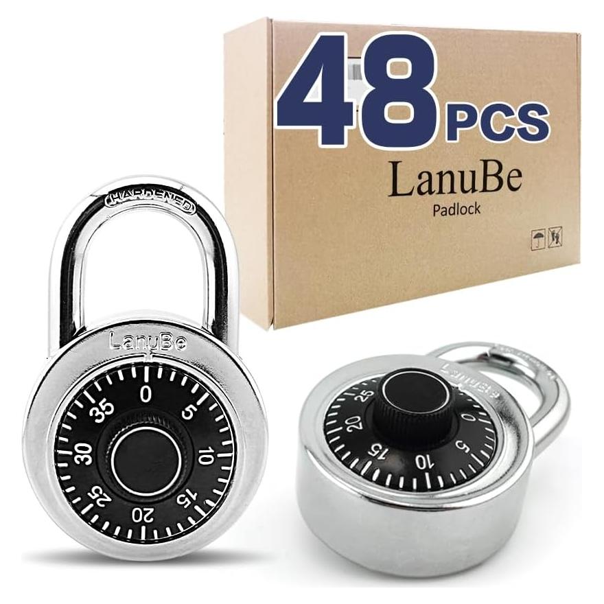 Candado de combinación LanuBe 5 cm negro, paquete de 48