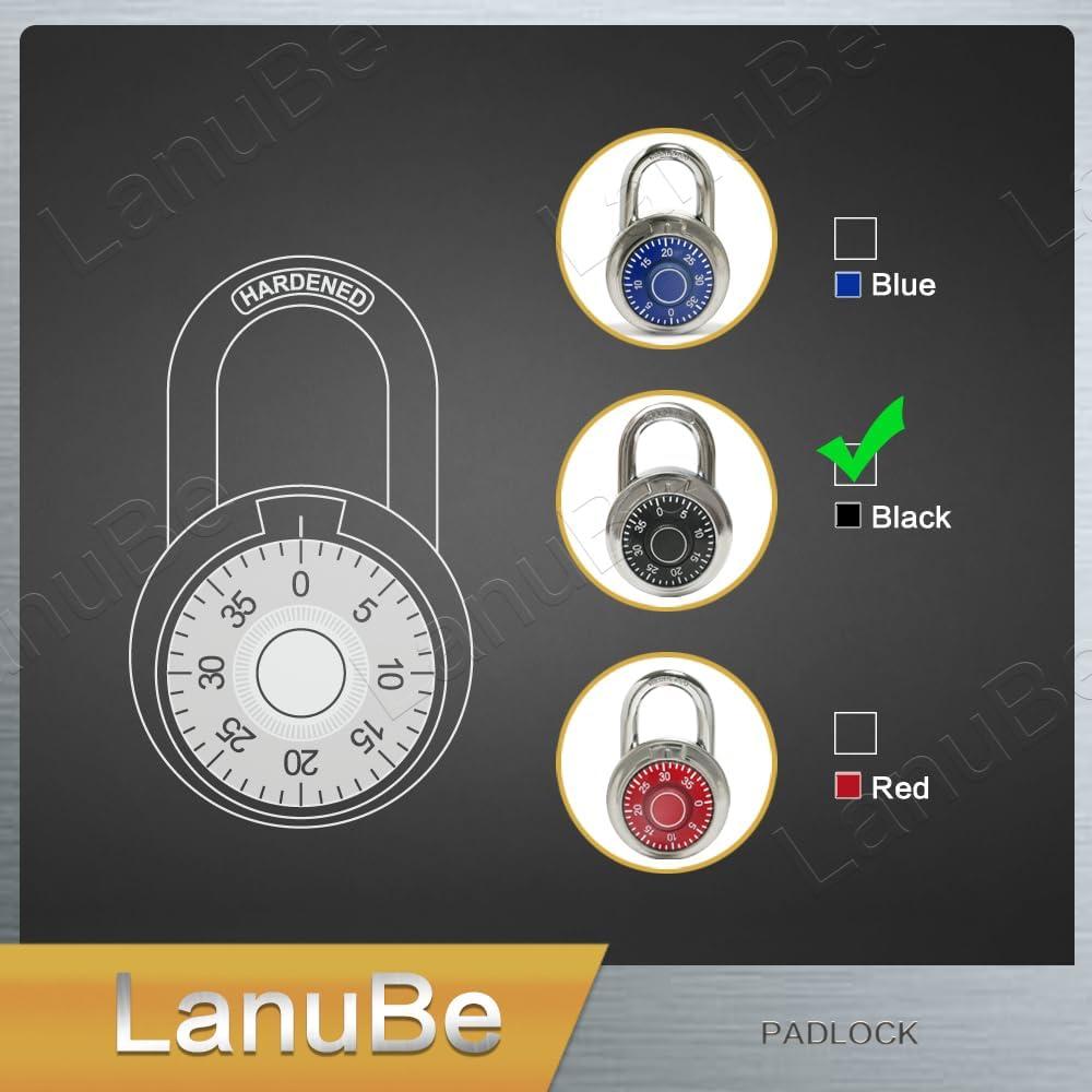 Candado de combinación LanuBe 5 cm negro, paquete de 48