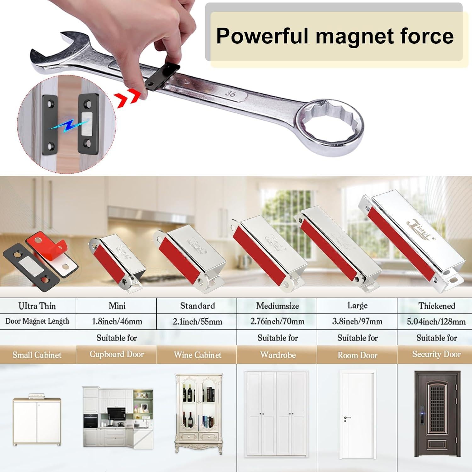 Cierre Magnético Jiayi 4 Paquete Ultra Fino para Gabinetes