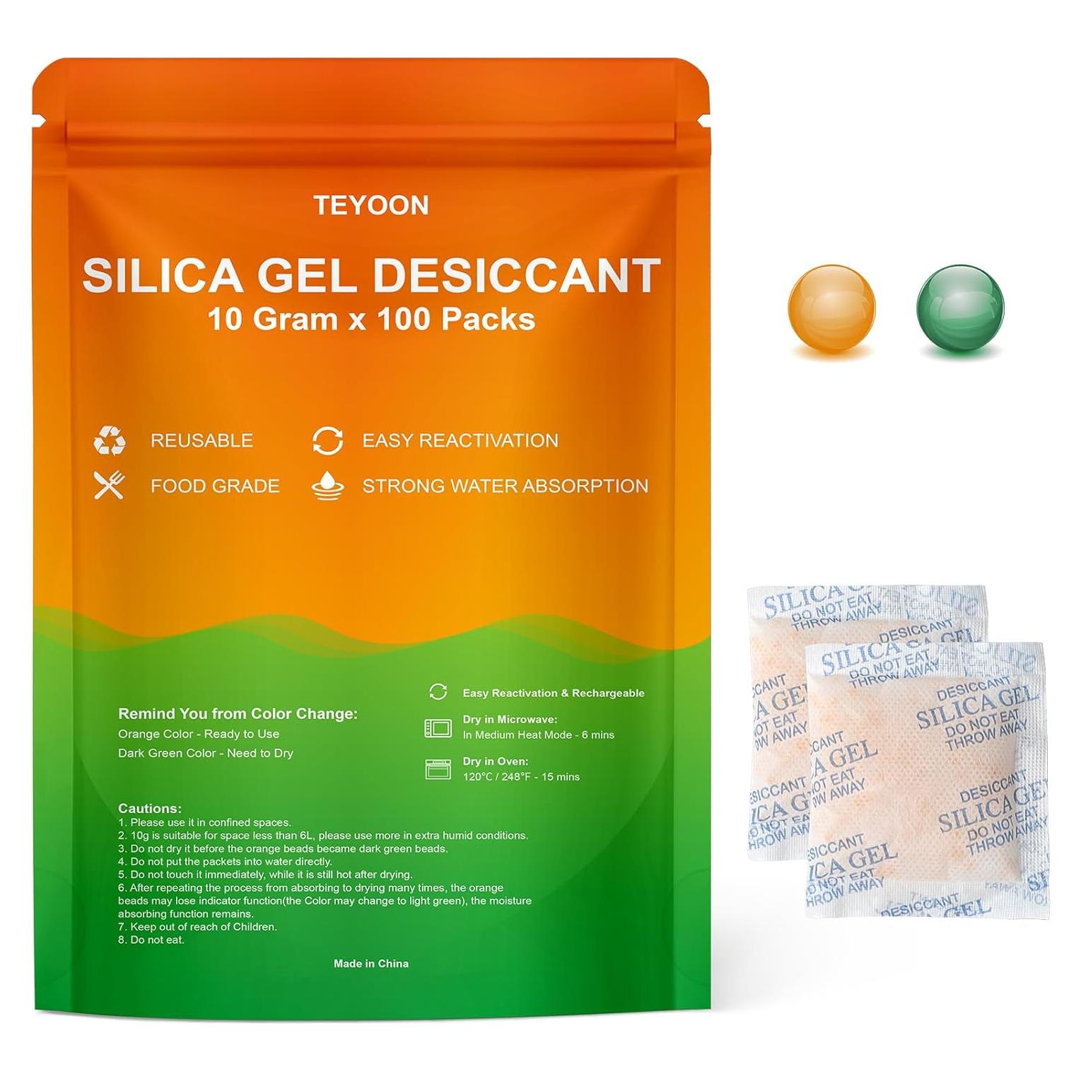 Paquetes de Gel de Silica Grado Alimenticio 10g x 100 TEYOON