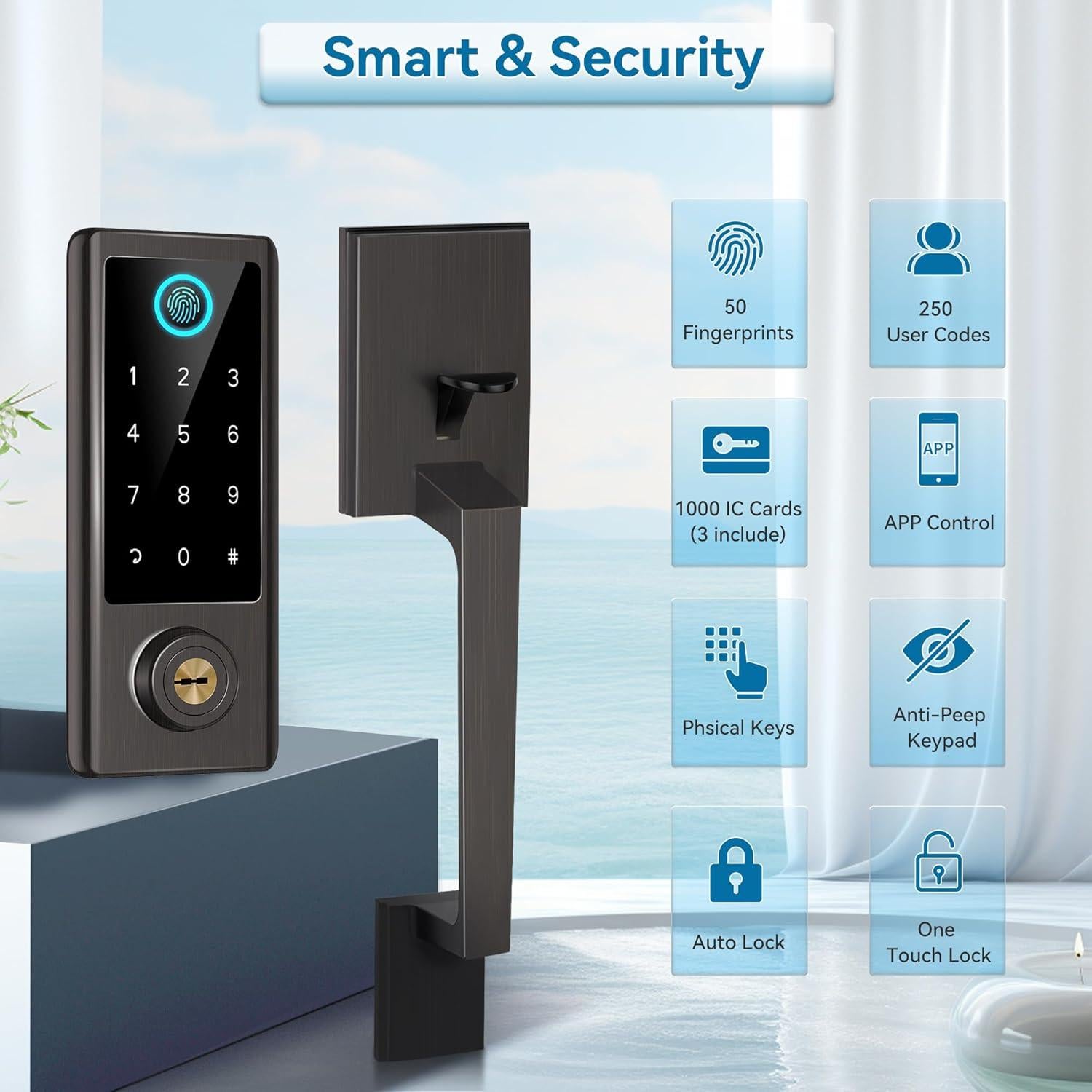 Cerradura Inteligente BEBASIA BA2H con Huella Dactilar y Bluetooth