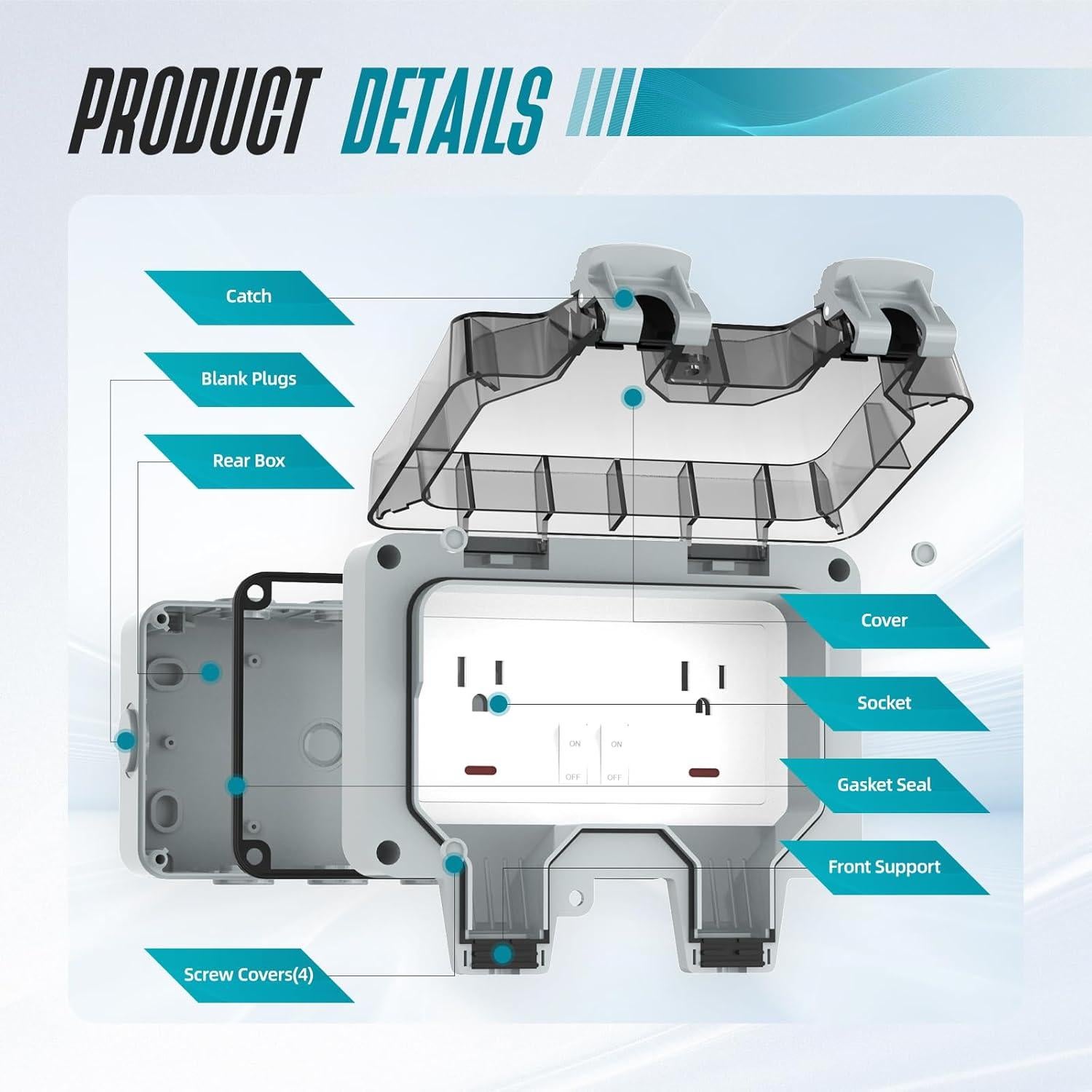 Caja de Salida Exterior Impermeable IP66 Hilictokt con Cable 3m