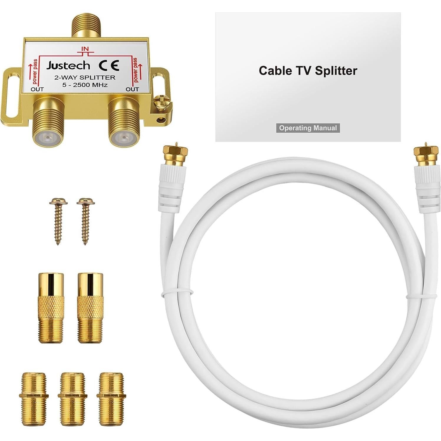 Divisor Coaxial Justech 2 Vías 5-2500MHz con Cable 1.5m