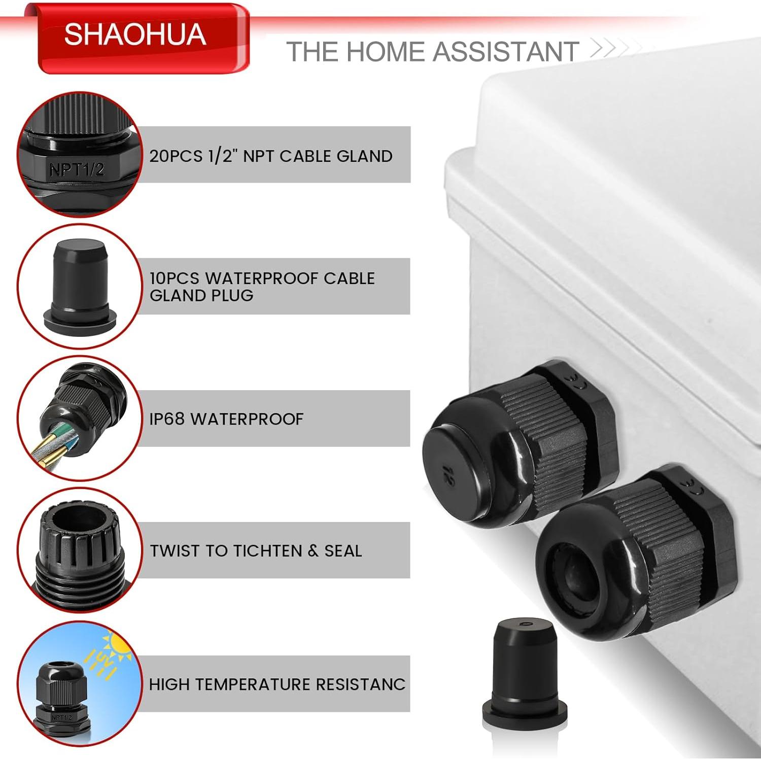 Kit 30PCS Conectores de Cable IP68 SHAOHUA 1/2" NPT