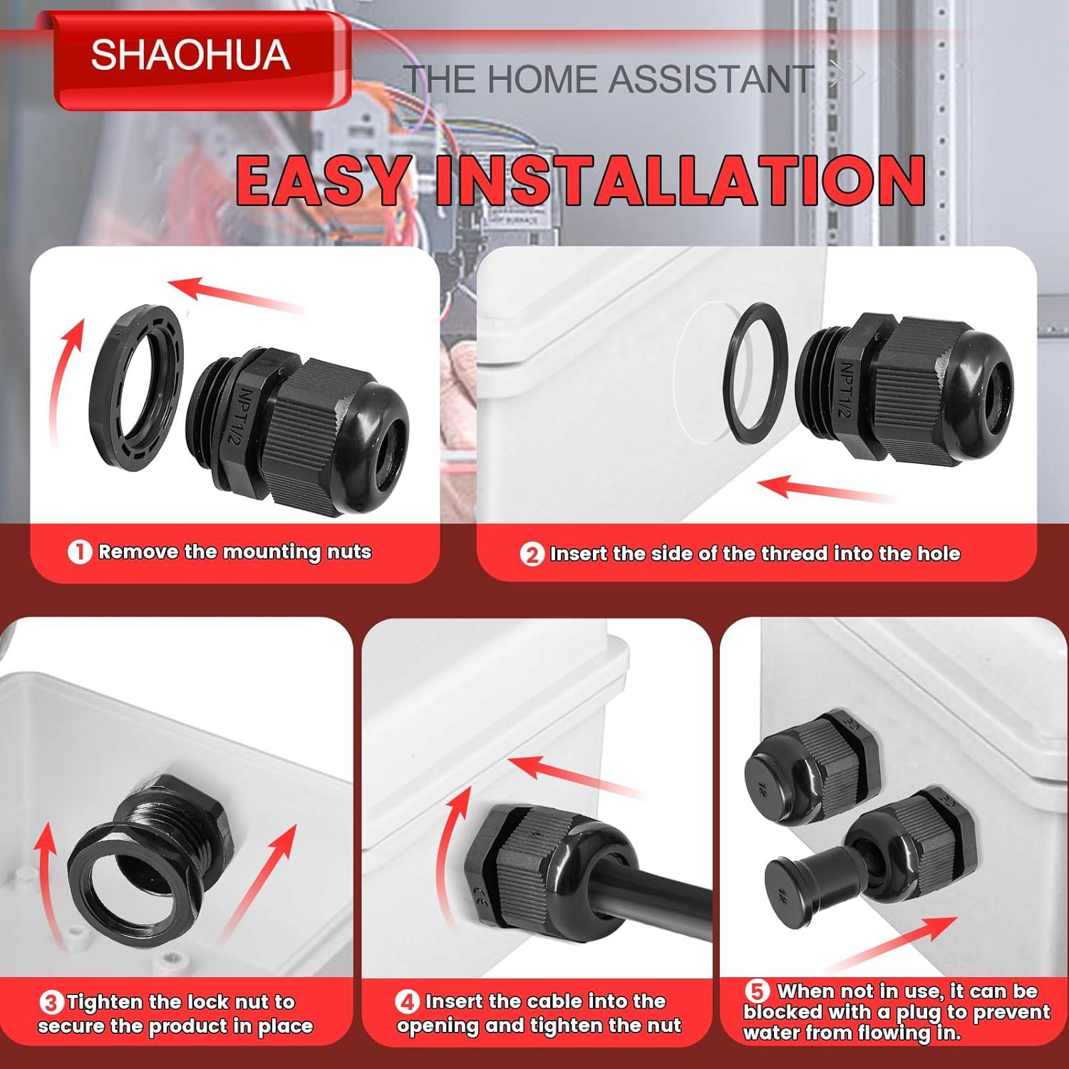 Kit 30PCS Conectores de Cable IP68 SHAOHUA 1/2" NPT