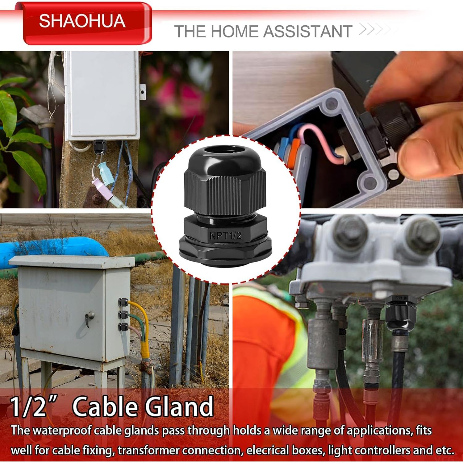 Kit 30PCS Conectores de Cable IP68 SHAOHUA 1/2" NPT