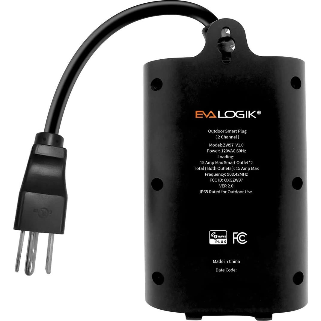 Enchufe Inteligente Doble EVA LOGIK ZW97 Impermeable Z-Wave