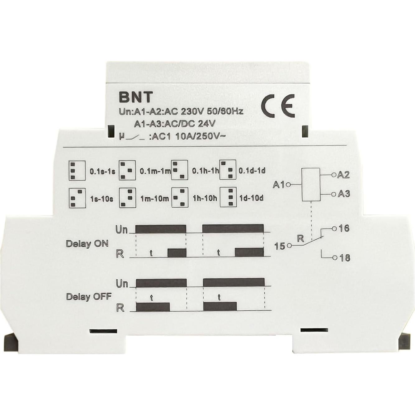 Temporizador BNT 10A AC230V y DC24V Doble Función