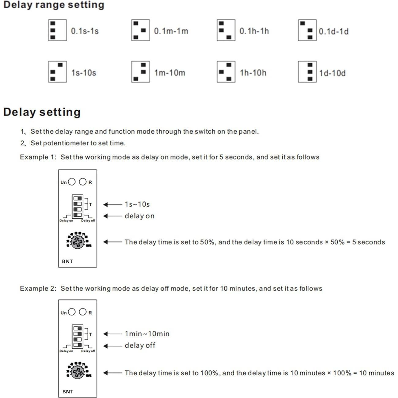 Temporizador BNT 10A AC230V y DC24V Doble Función