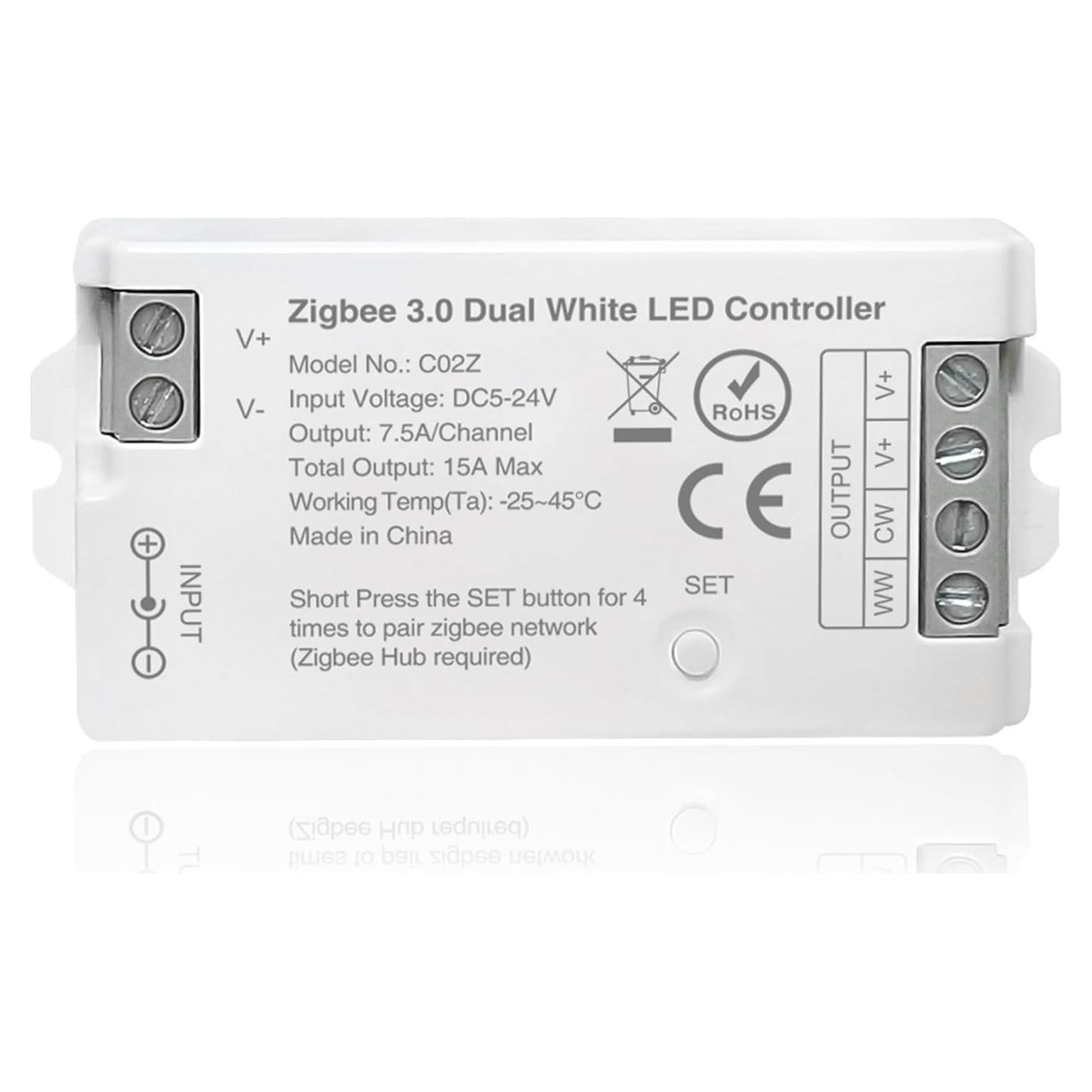 Controlador LED ZigBee 3.0 COXO CCT Doble Blanco 15A