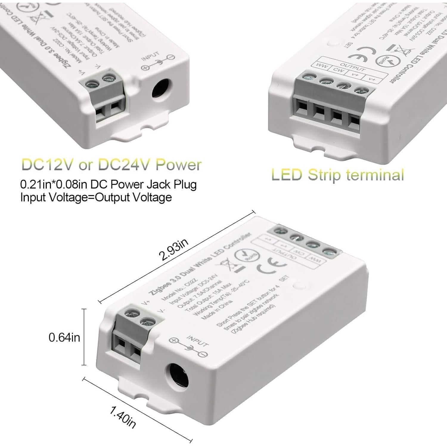 Controlador LED ZigBee 3.0 COXO CCT Doble Blanco 15A
