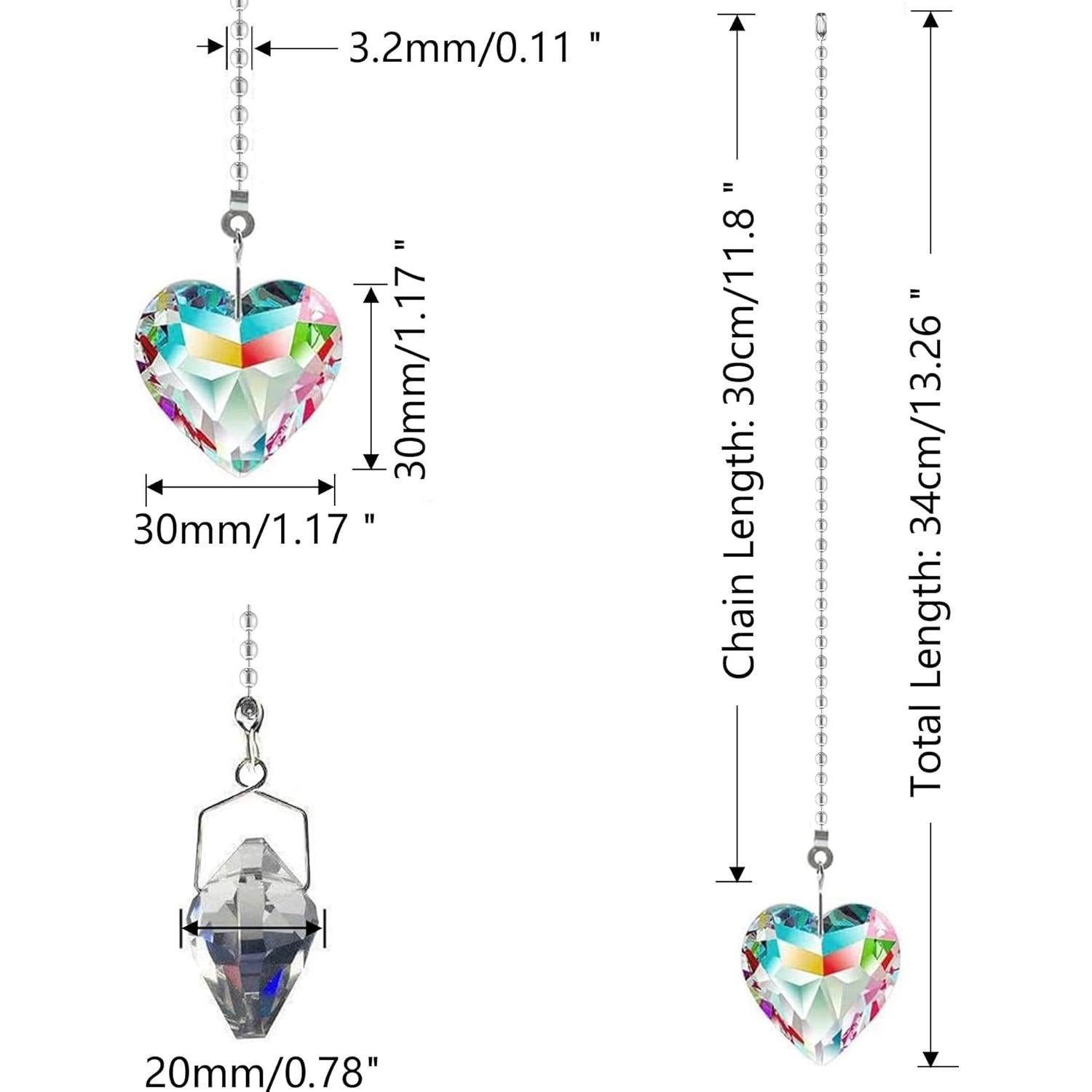 Cadenas de Extensión para Ventilador de Techo Hyamass - 2 Piezas con Colgante de Cristal
