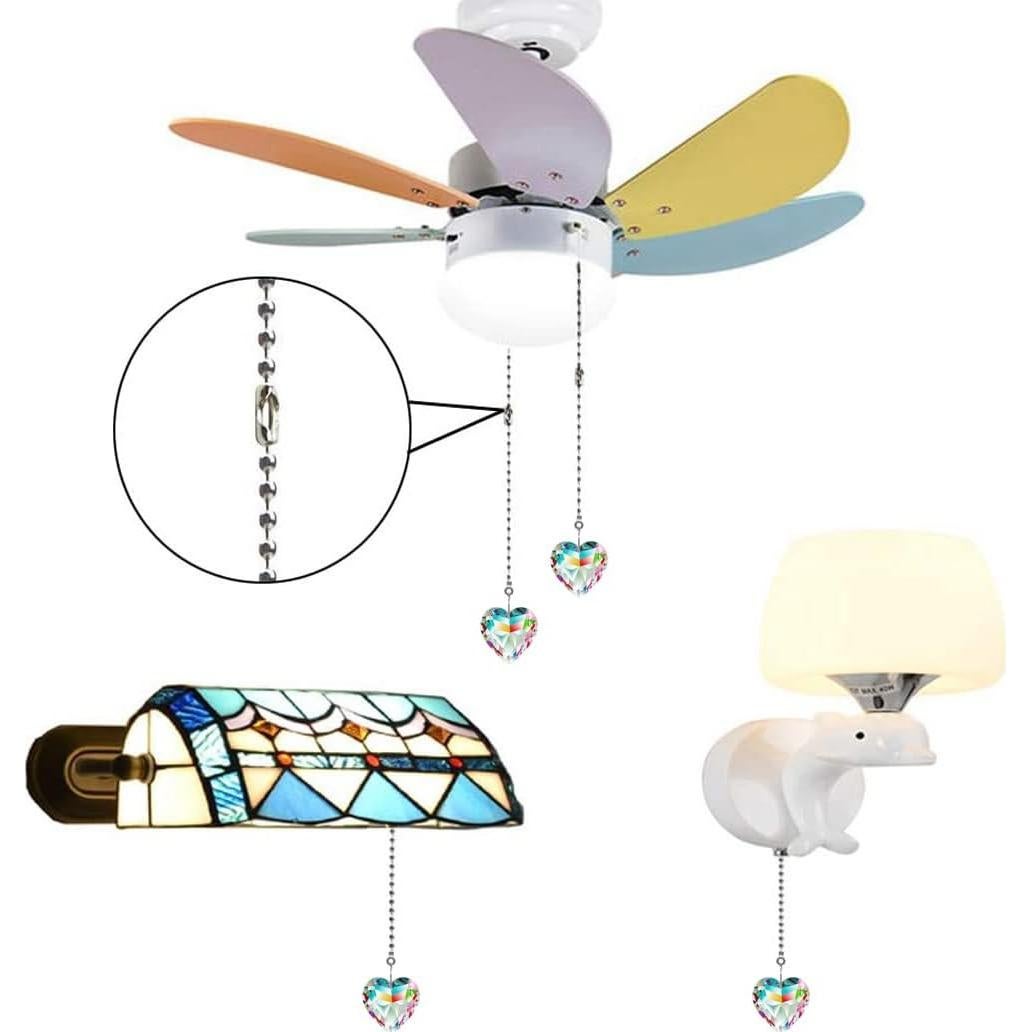 Cadenas de Extensión para Ventilador de Techo Hyamass - 2 Piezas con Colgante de Cristal