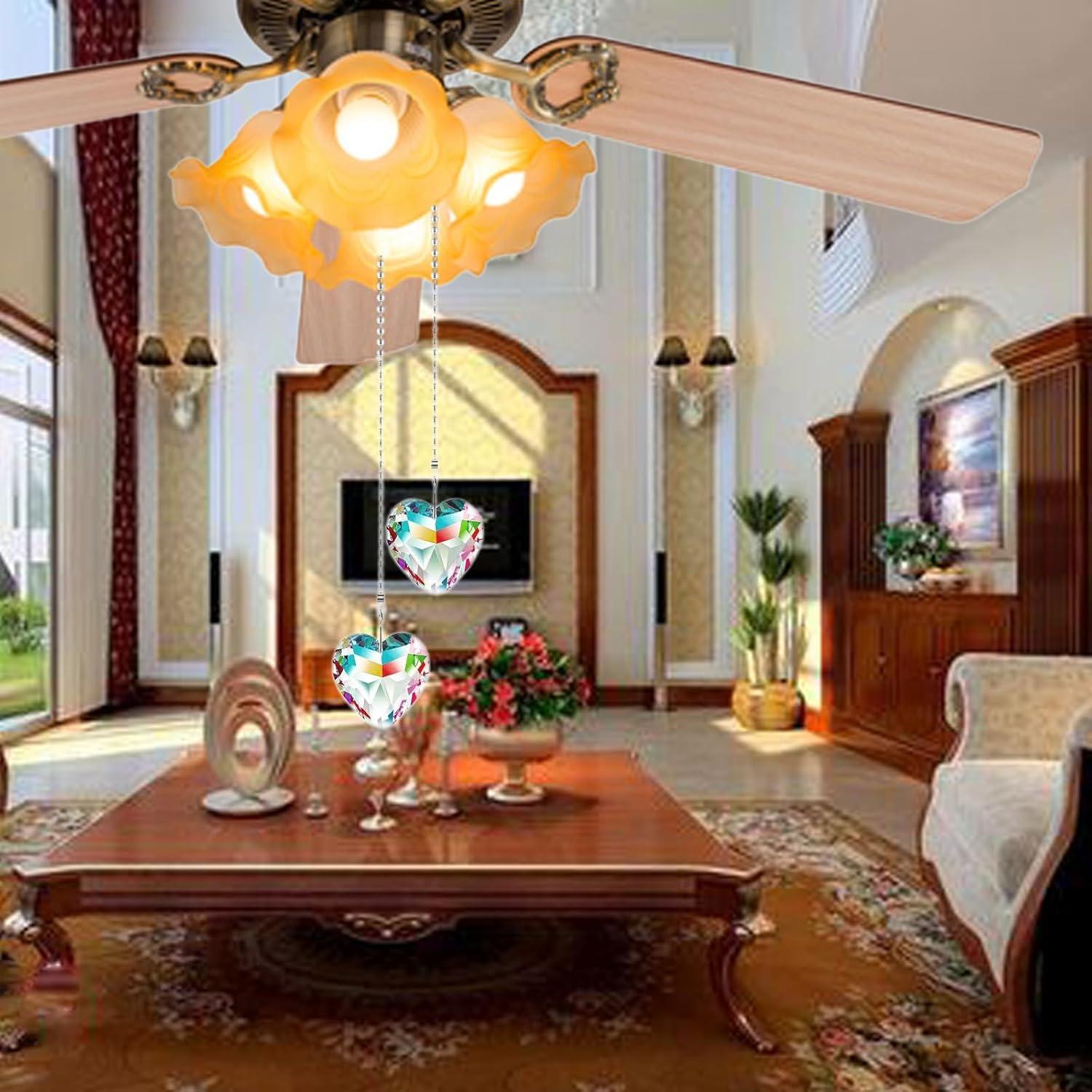 Cadenas de Extensión para Ventilador de Techo Hyamass - 2 Piezas con Colgante de Cristal