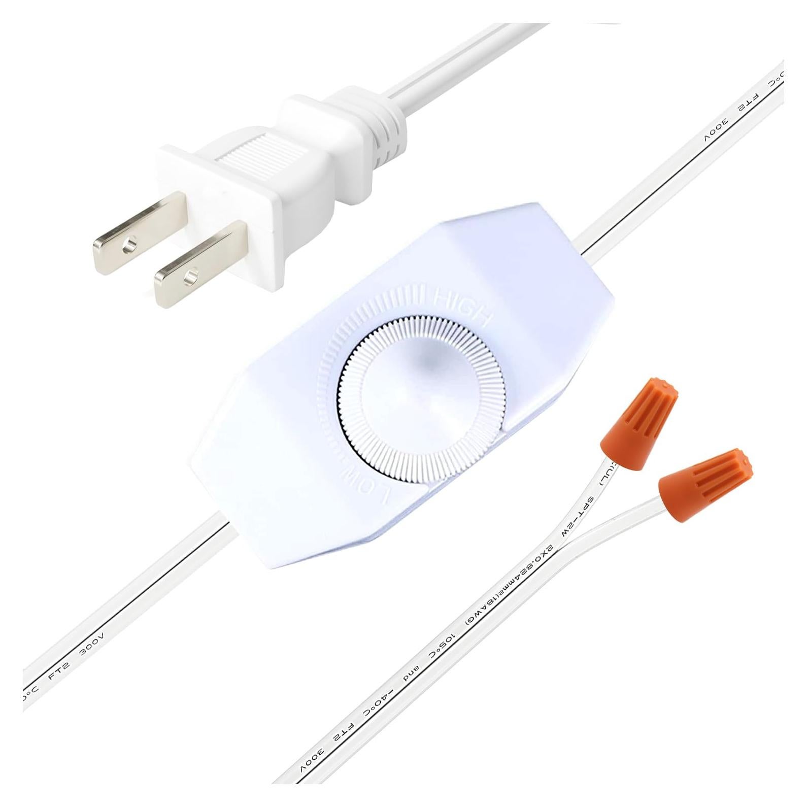 Interruptor Regulador Rotativo PLUSPOE 1.8m Cable Blanco 2Pack