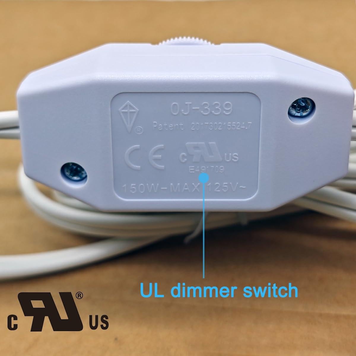 Interruptor Regulador Rotativo PLUSPOE 1.8m Cable Blanco 2Pack