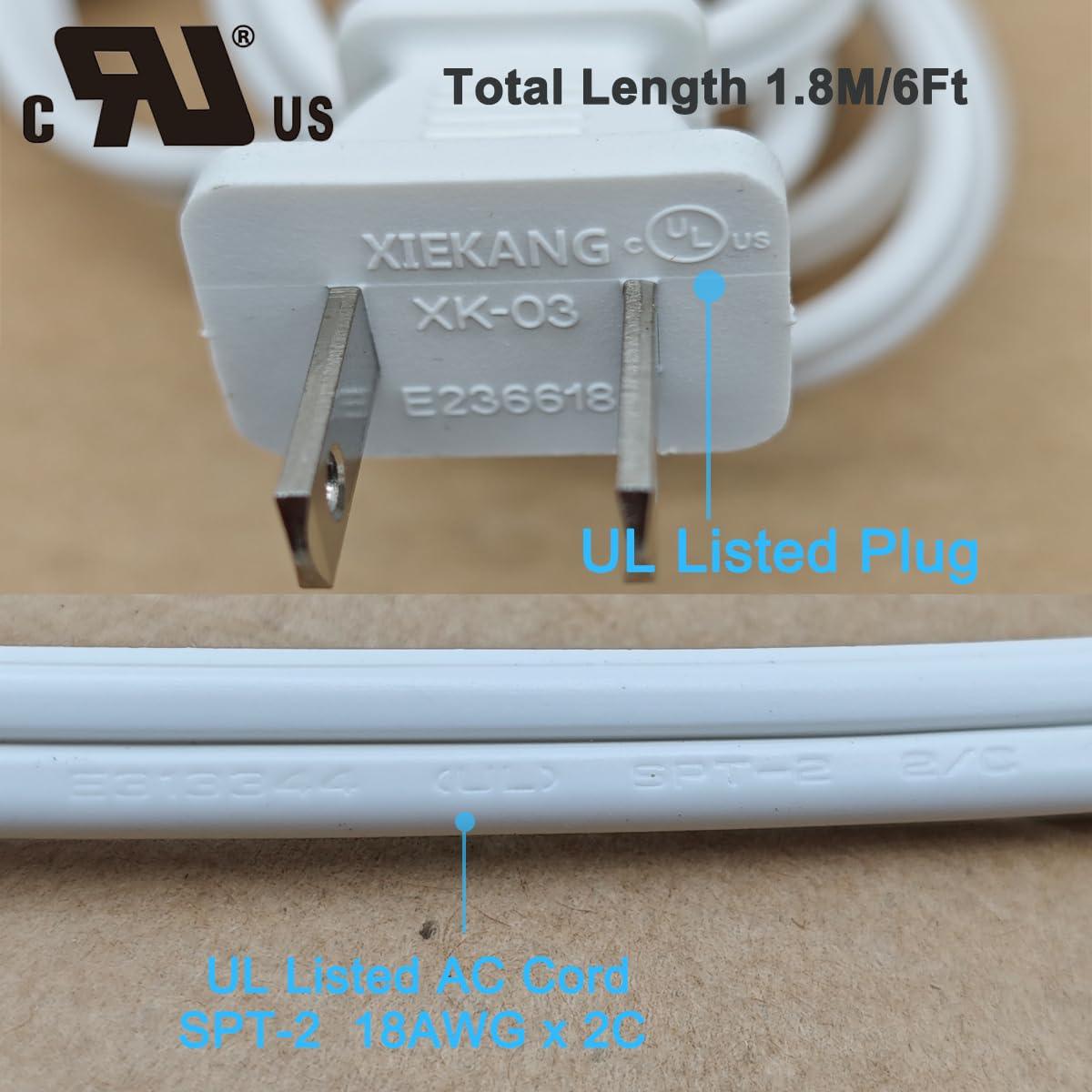 Interruptor Regulador Rotativo PLUSPOE 1.8m Cable Blanco 2Pack