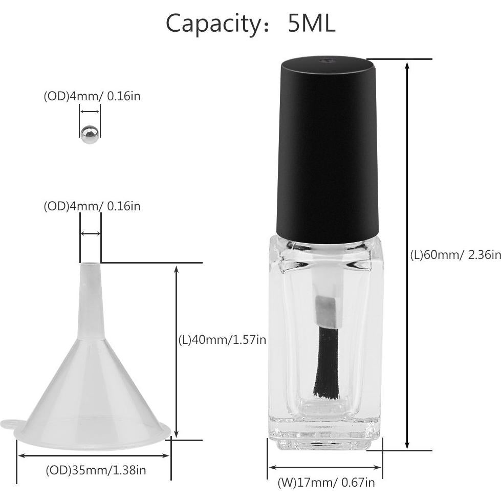 GTHER 20 Botellas de Vidrio Vacías 5ML para Esmalte de Uñas