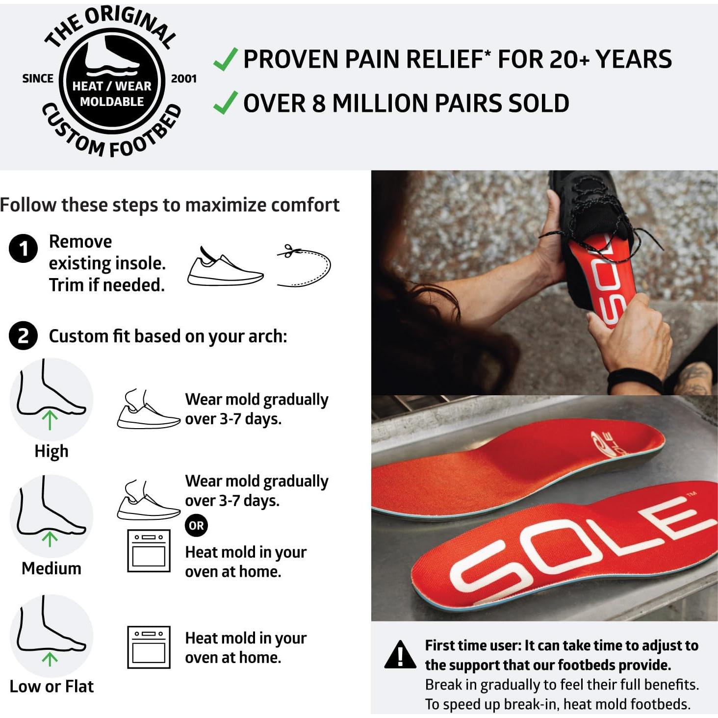 Plantillas Ortopédicas SOLE Medianas - Alivio Fascitis Plantar