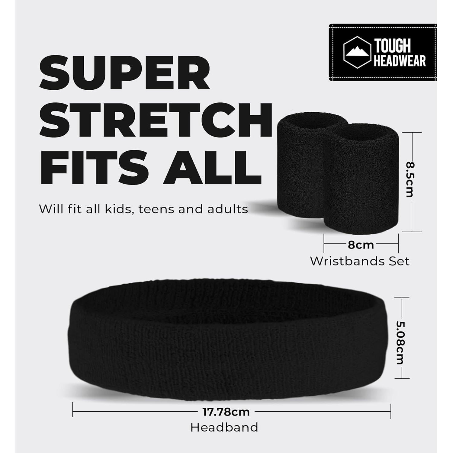 Banda deportiva para el sudor Tough Headwear - Negro 35.56 cm