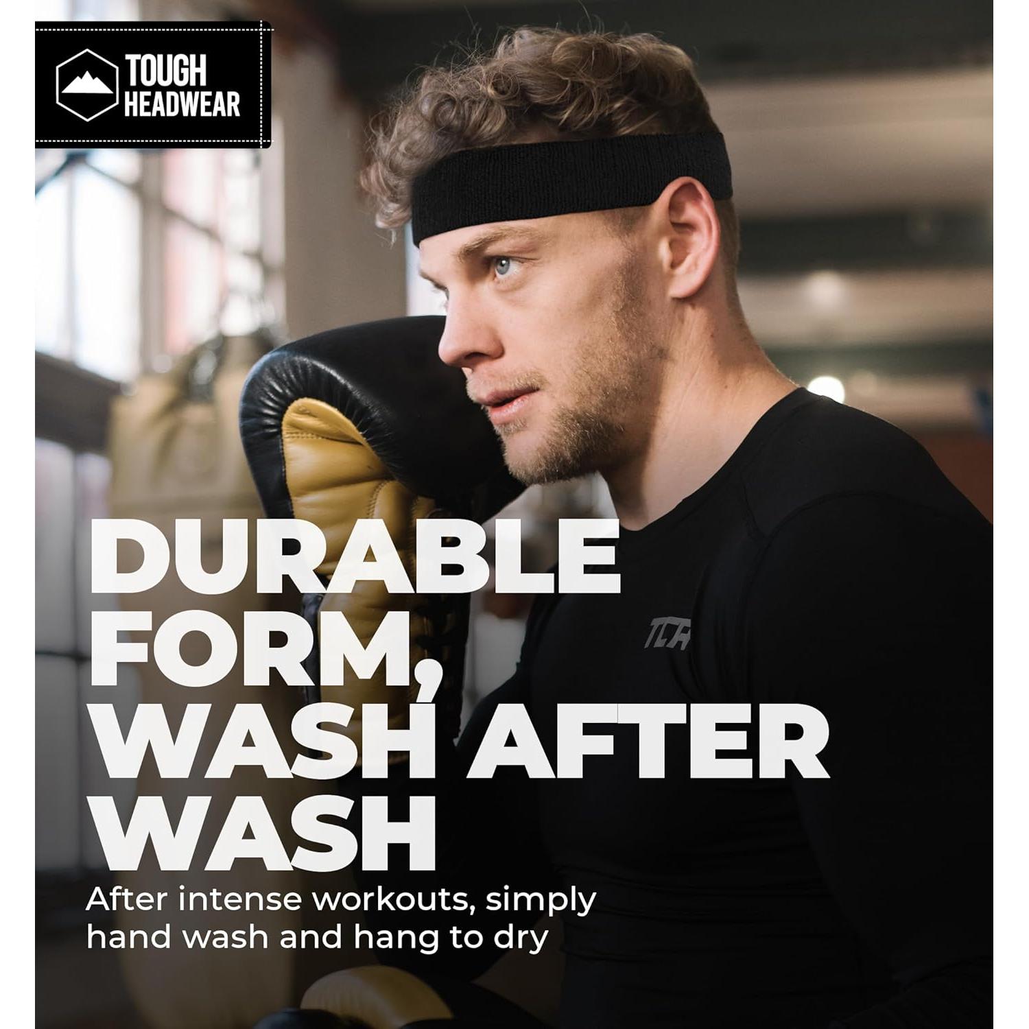 Banda deportiva para el sudor Tough Headwear - Negro 35.56 cm