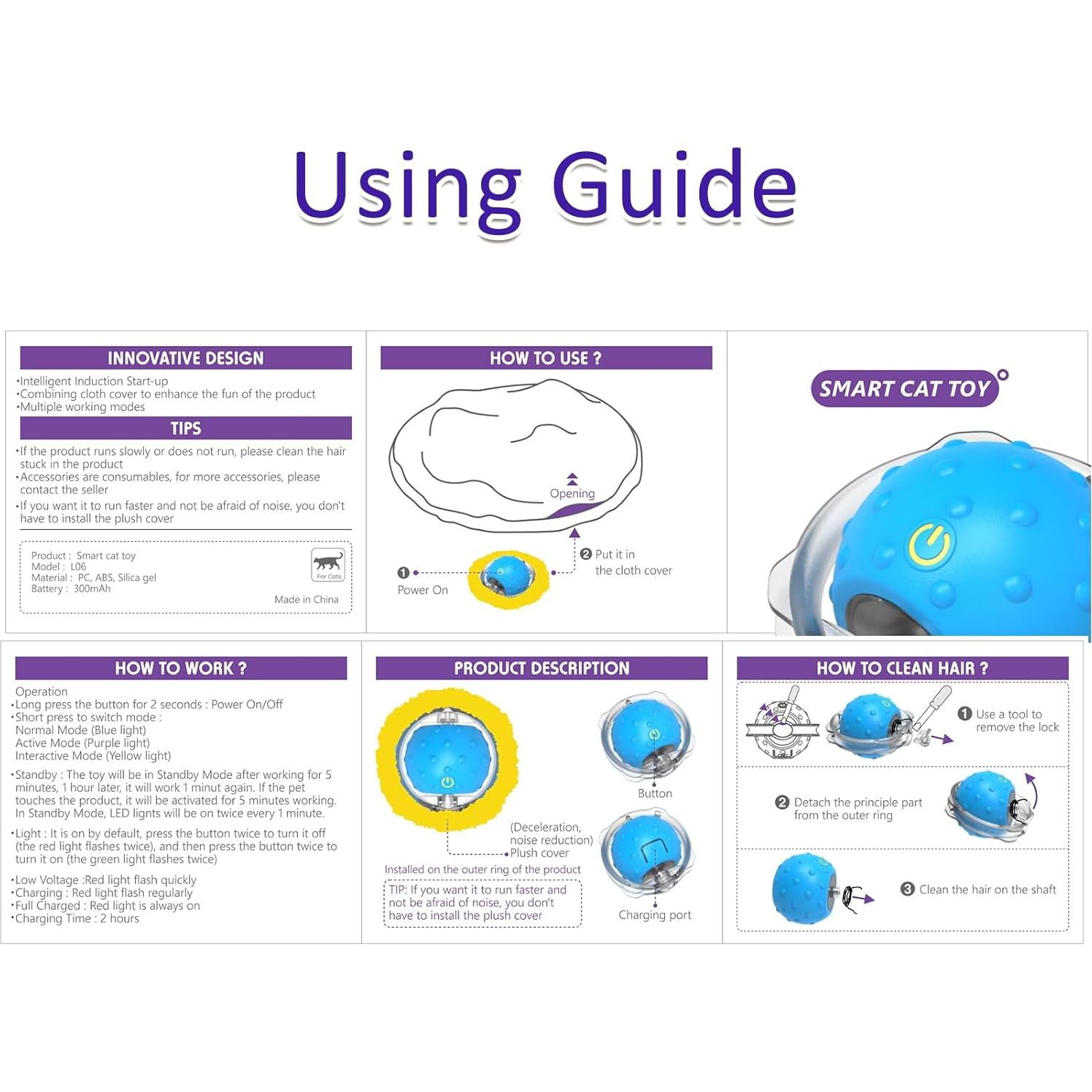 Juguete Interactivo para Gatos LEPLE L06 Bola Rodante Azul