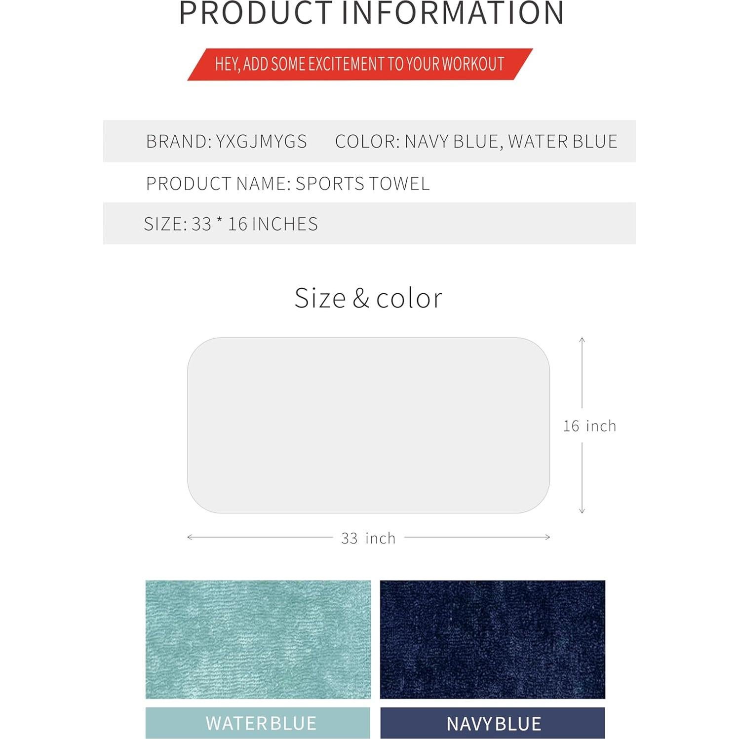 Toallas de Gimnasio Microfibra YXGJMYGS 2 Piezas Secado Rápido