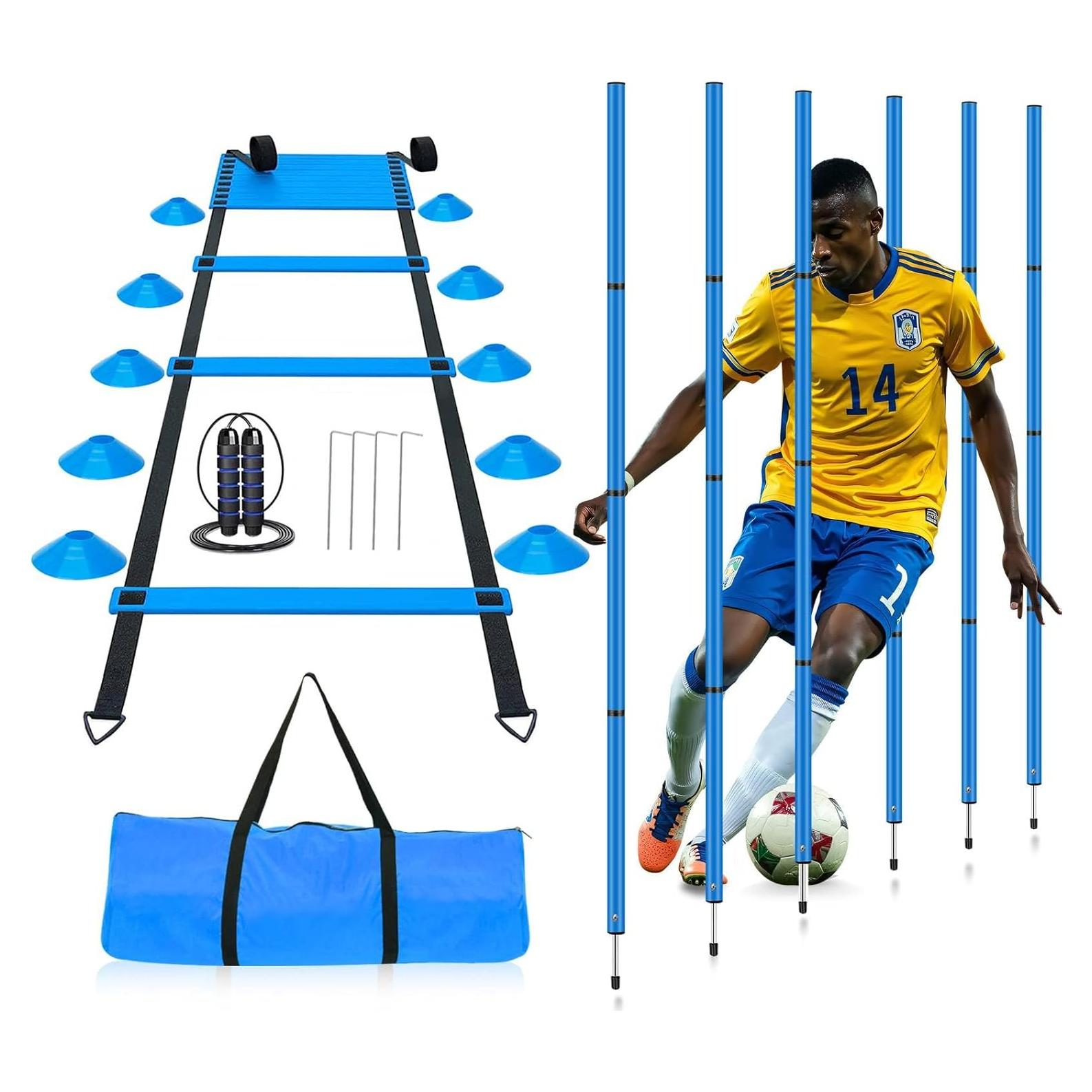 Kit de Entrenamiento de Agilidad YGORETCH - 6m Escalera, 6 Postes, 10 Conos