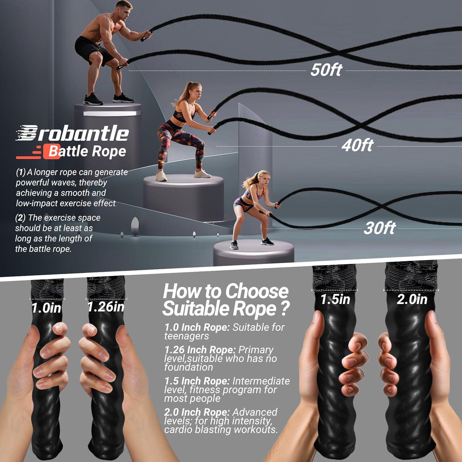 Cuerda de Batalla Broabantle 1" 30 pies para Ejercicio